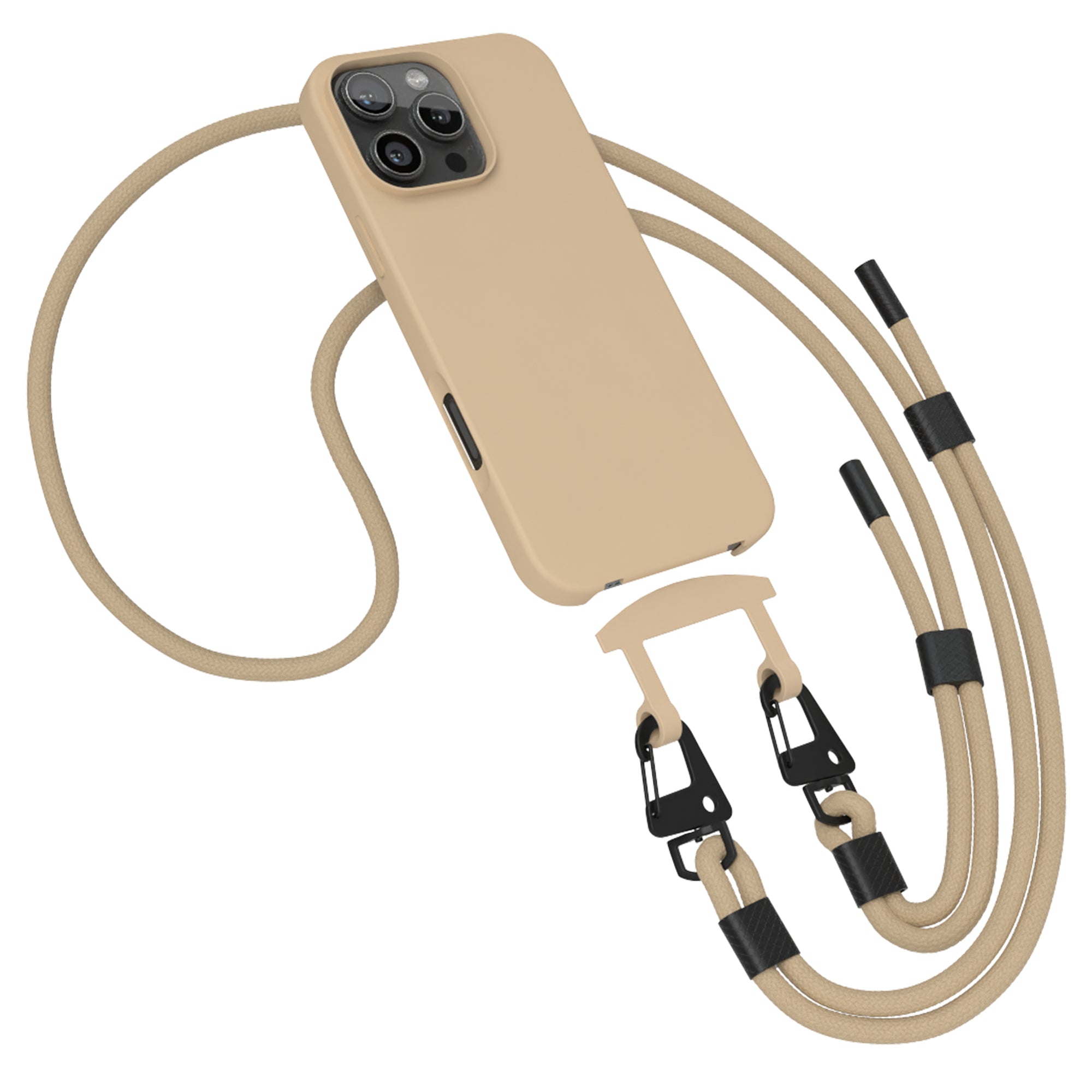 iPhone 16 Pro Max 2in1 Hülle + Kordel mit Karabinern