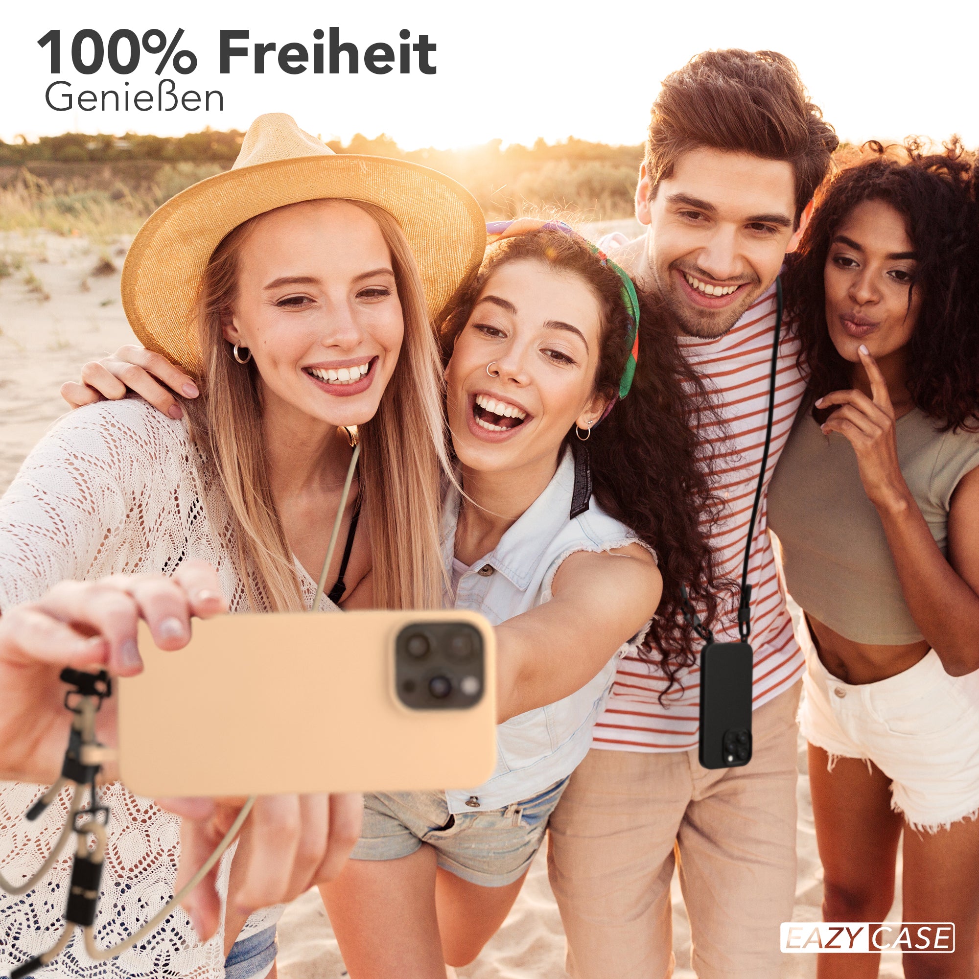 iPhone 16 Pro Max 2in1 Hülle + Kordel mit Karabinern