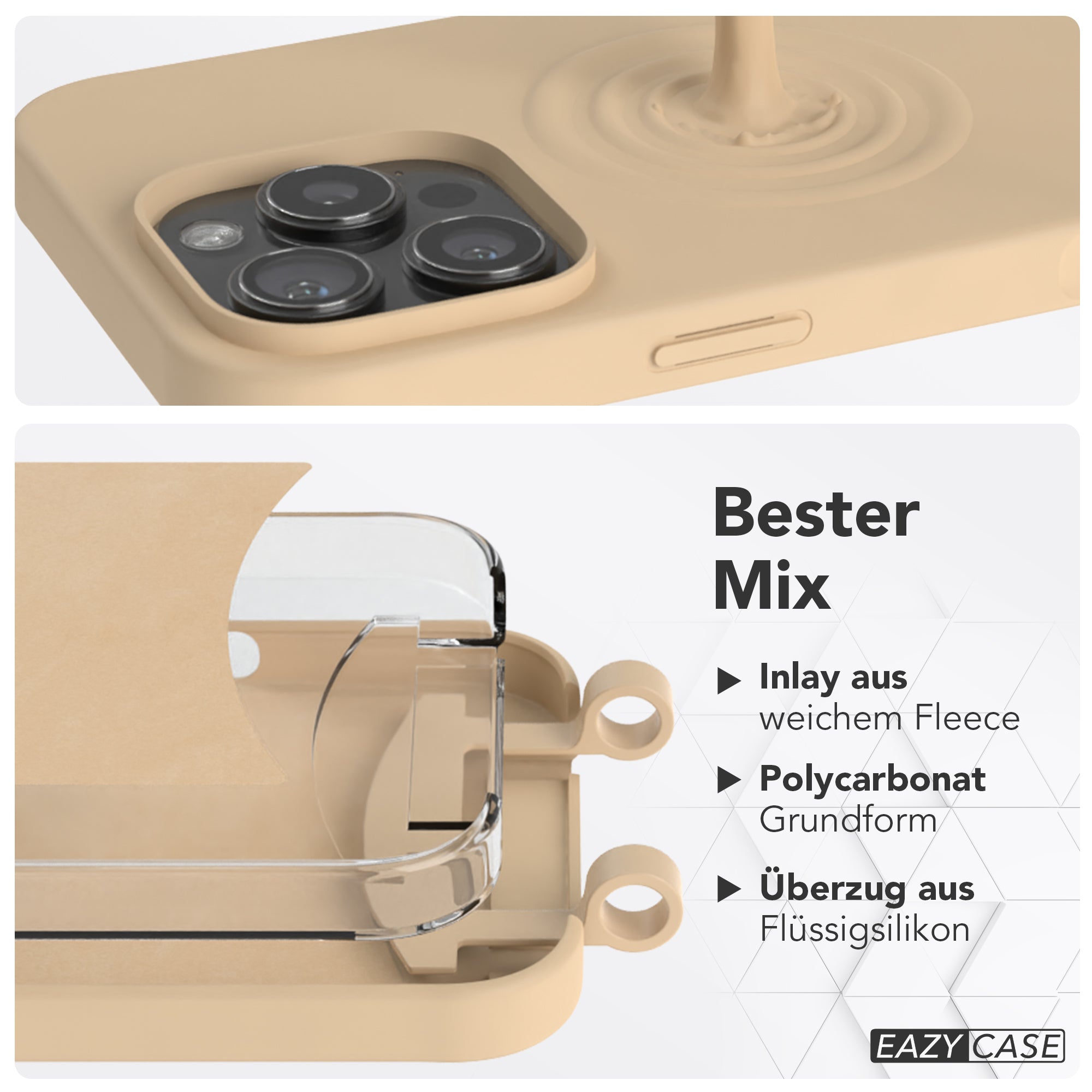 iPhone 16 Pro Max 2in1 Hülle + Kordel mit Karabinern