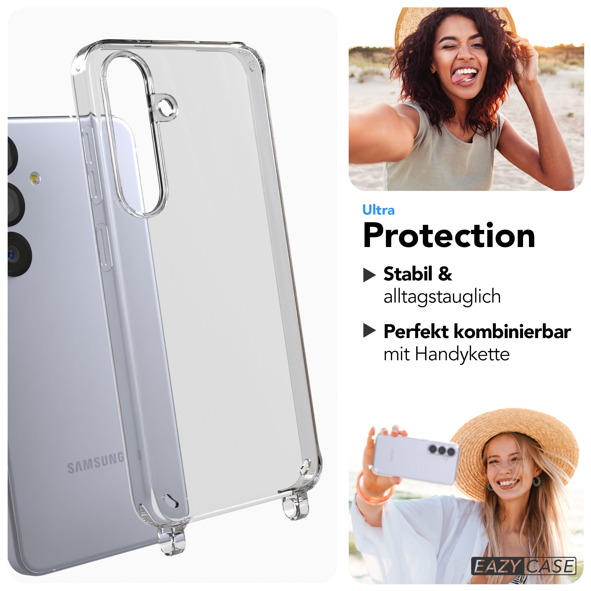 Samsung Galaxy S25 transparente Schutzhülle mit Befestigungsösen für Handyketten