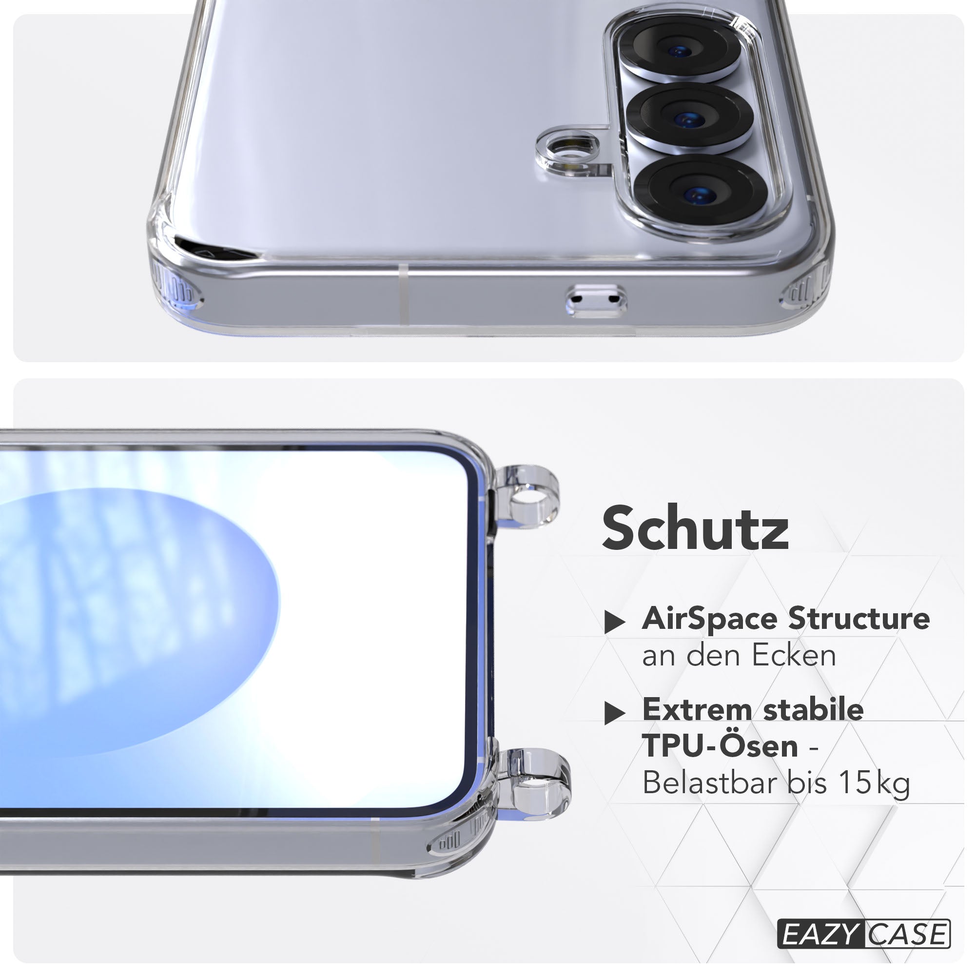 Samsung Galaxy S25 transparente Schutzhülle mit Befestigungsösen für Handyketten