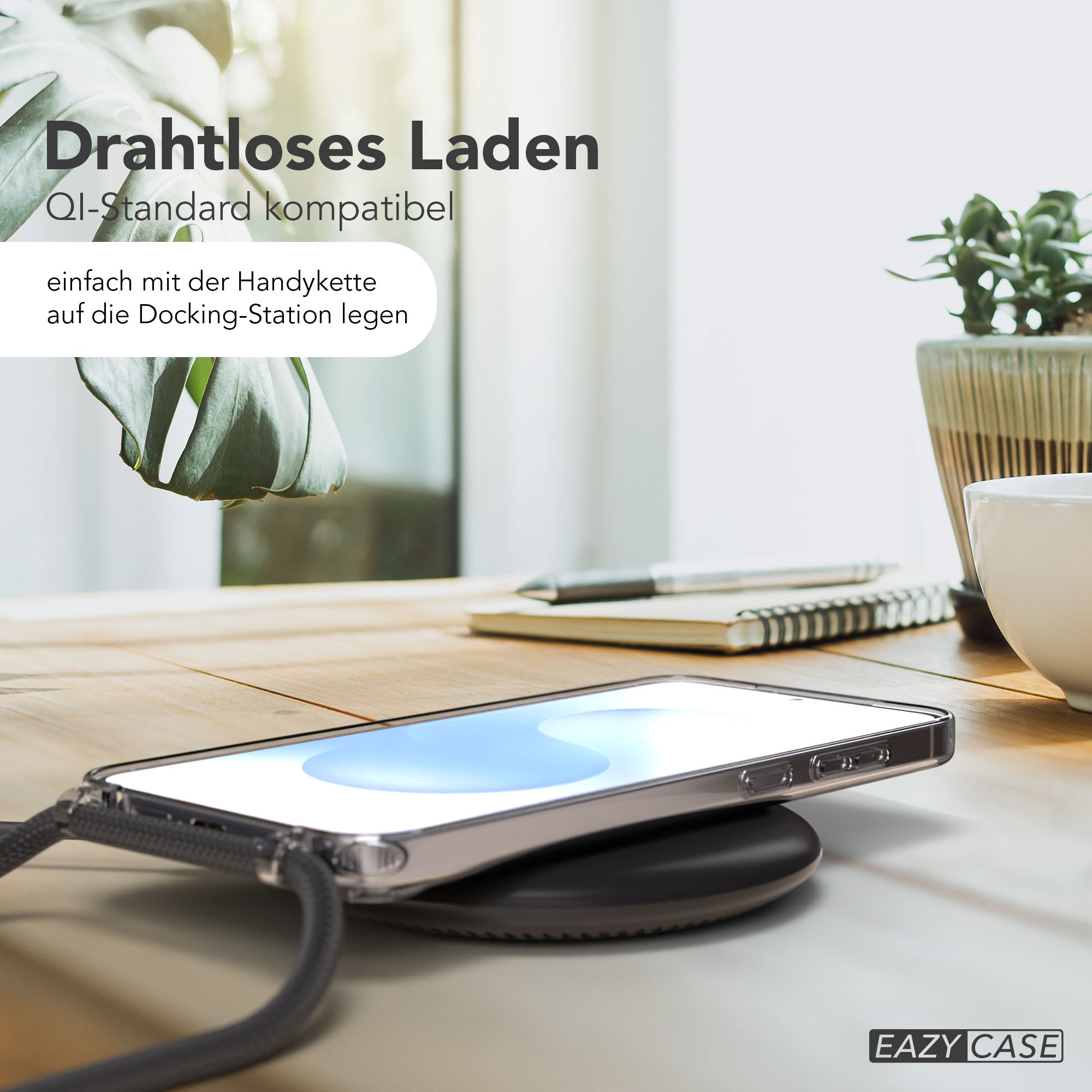 Samsung Galaxy S25 Plus transparente Handyhülle mit MagSafe und Befestigungsösen für Handyketten