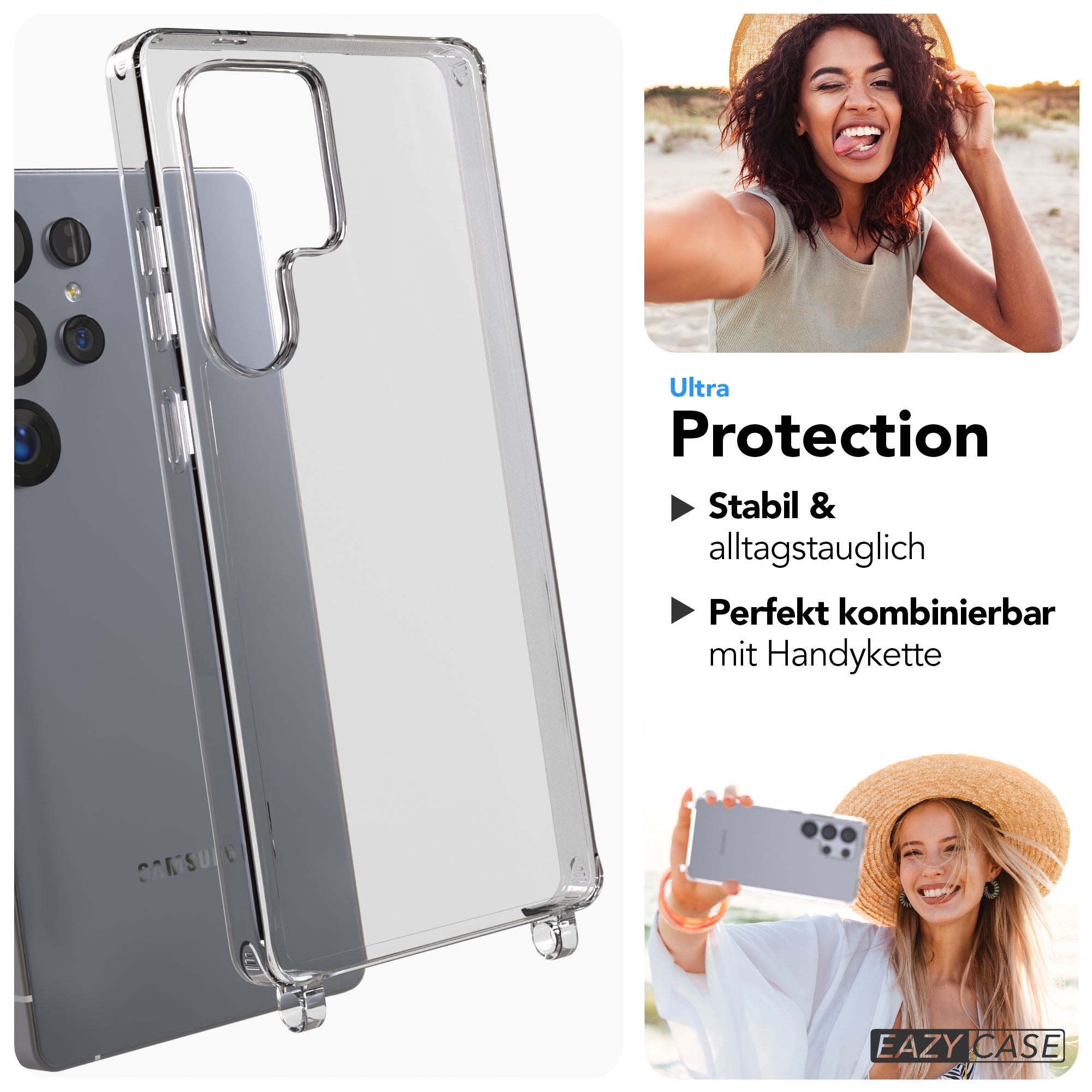 Samsung Galaxy S25 Ultra transparente Hülle mit Handyketten-Ösen