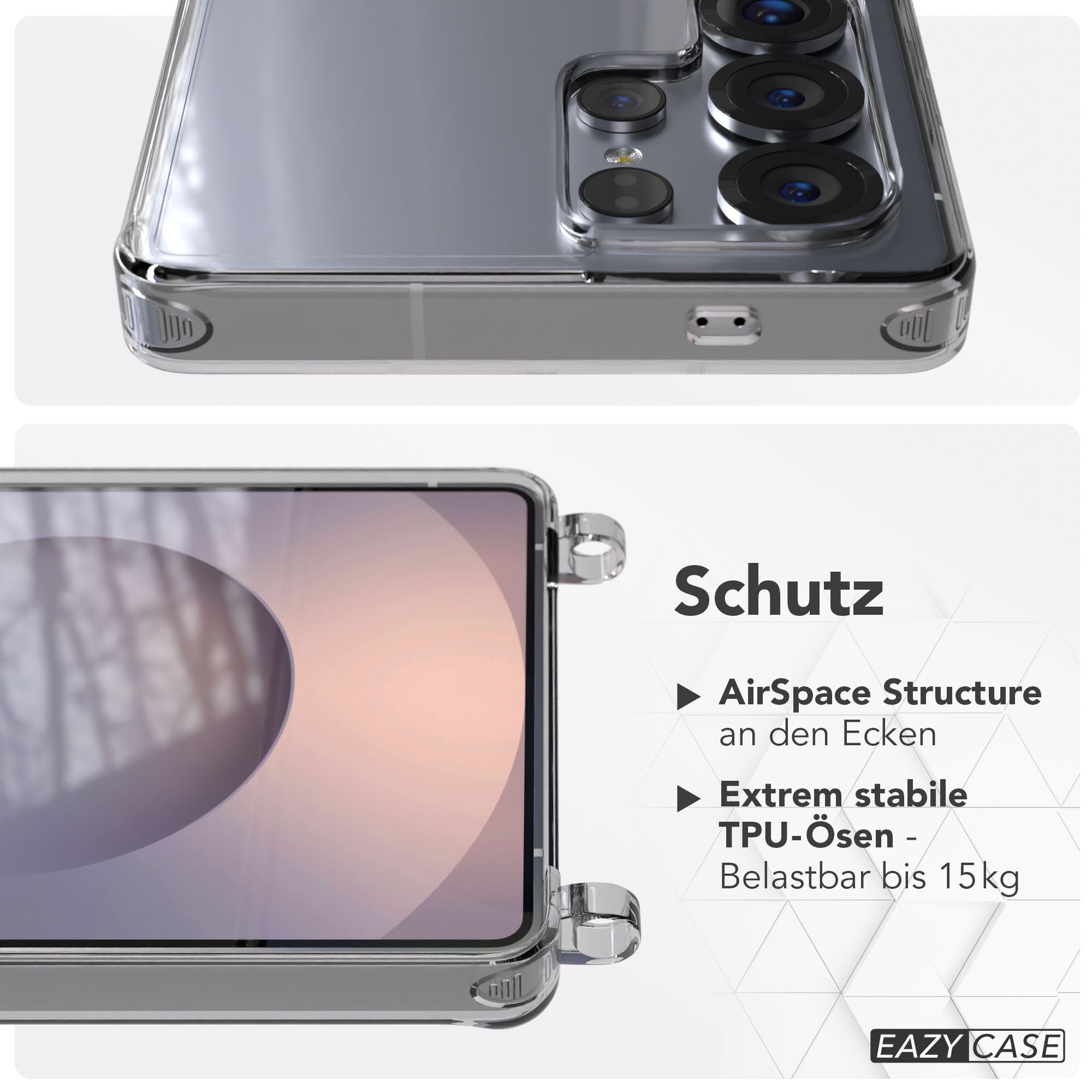 Samsung Galaxy S25 Ultra transparente Hülle mit Handyketten-Ösen