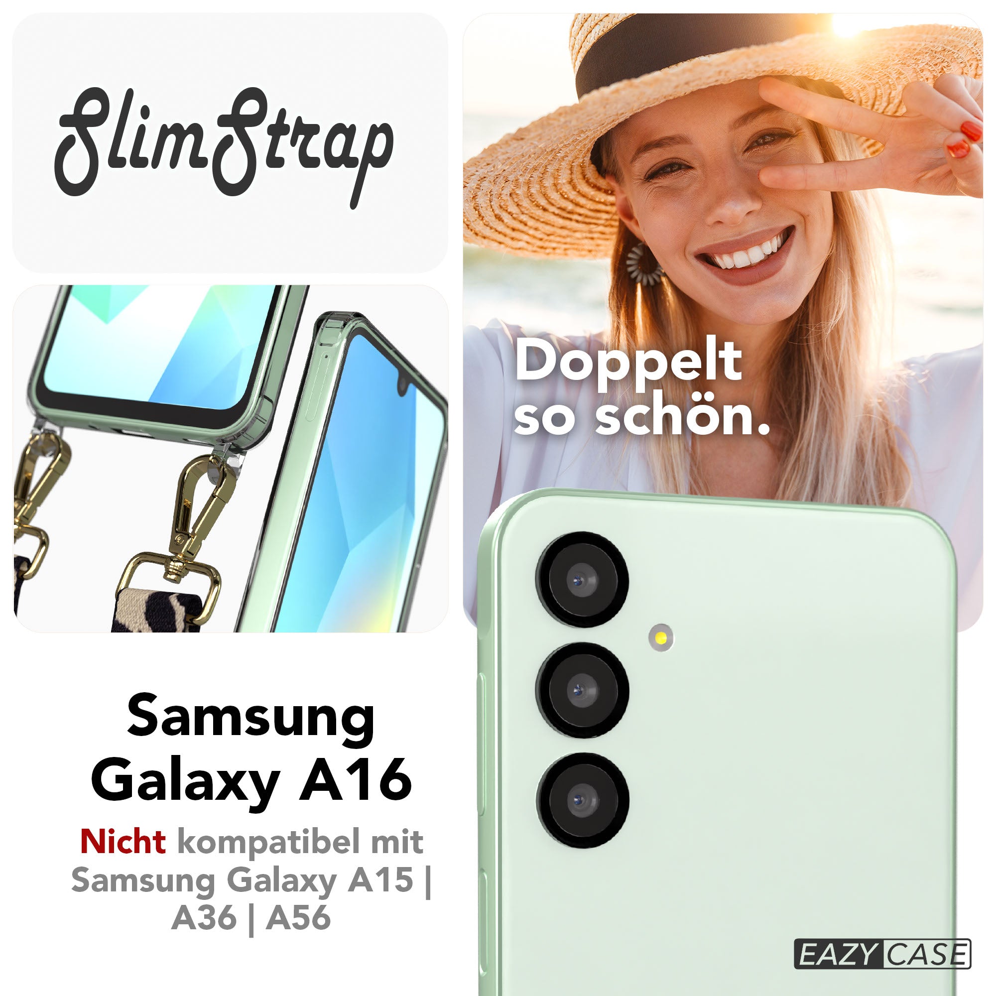 Samsung Galaxy A16 Schutzhülle mit Befestigungsösen für Handyketten