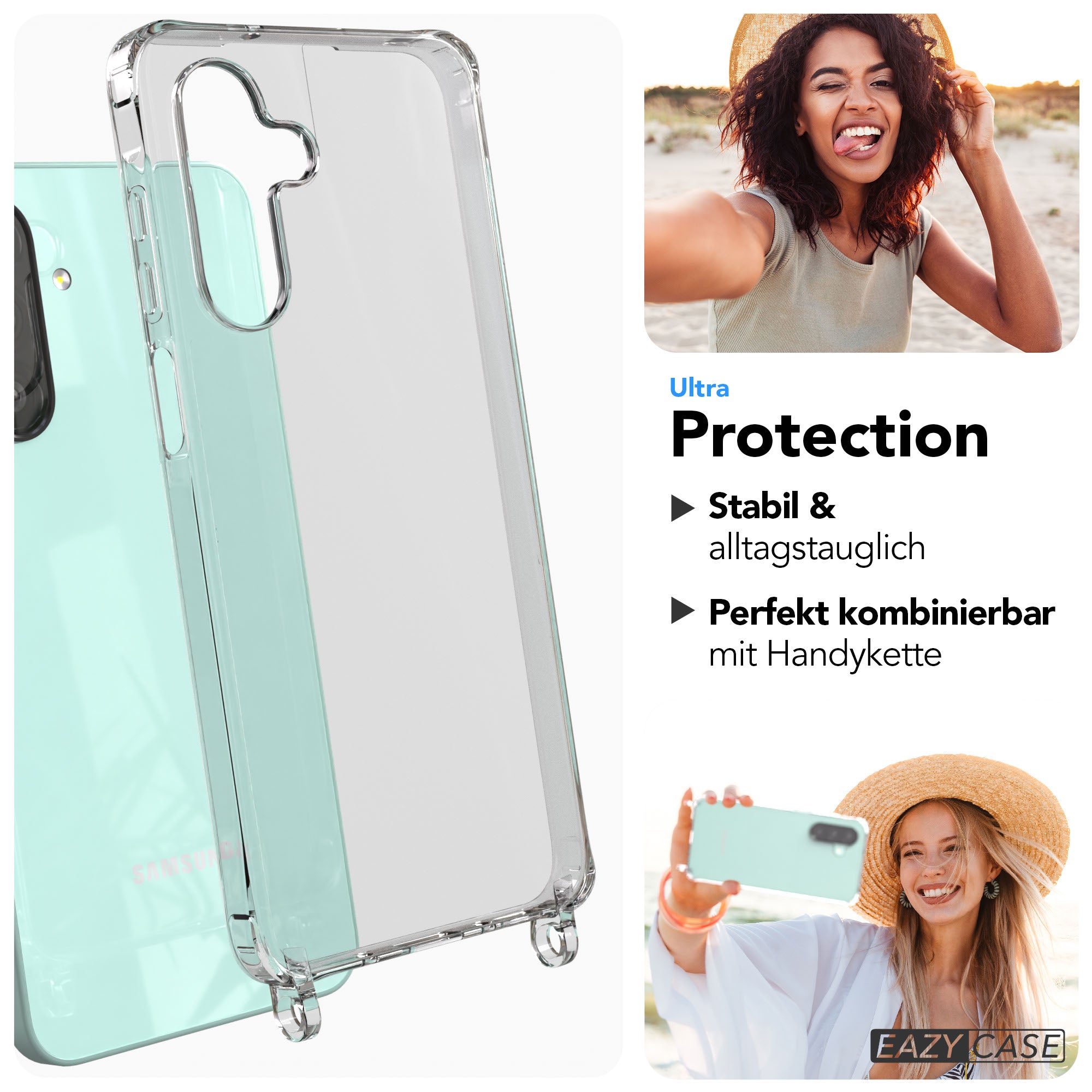 Samsung Galaxy A26 durchsichtige Schutzhülle mit integrierten Befestigungsösen für Handyketten