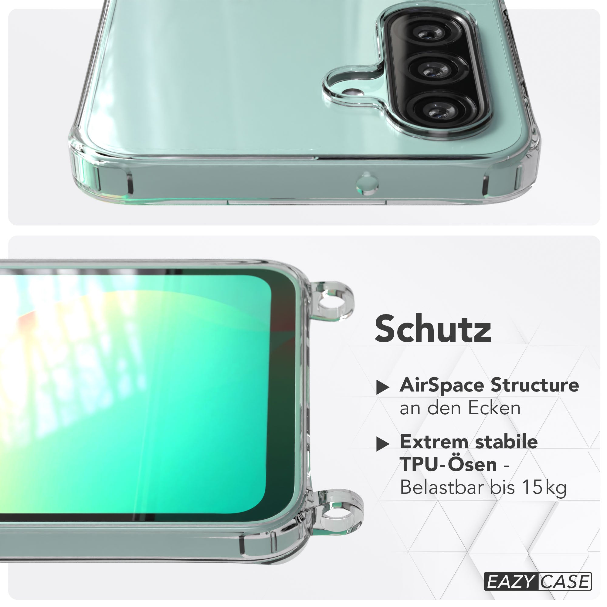 Samsung Galaxy A26 durchsichtige Schutzhülle mit integrierten Befestigungsösen für Handyketten