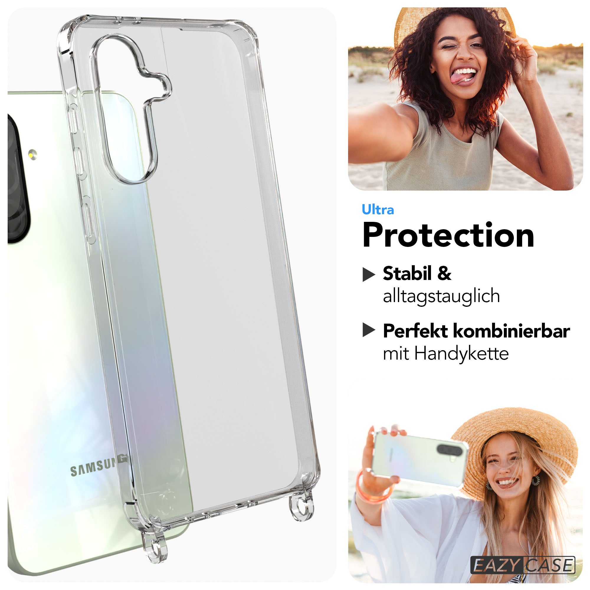 Samsung Galaxy A36 Schutzhülle mit Befestigungsösen für Handyketten transparent