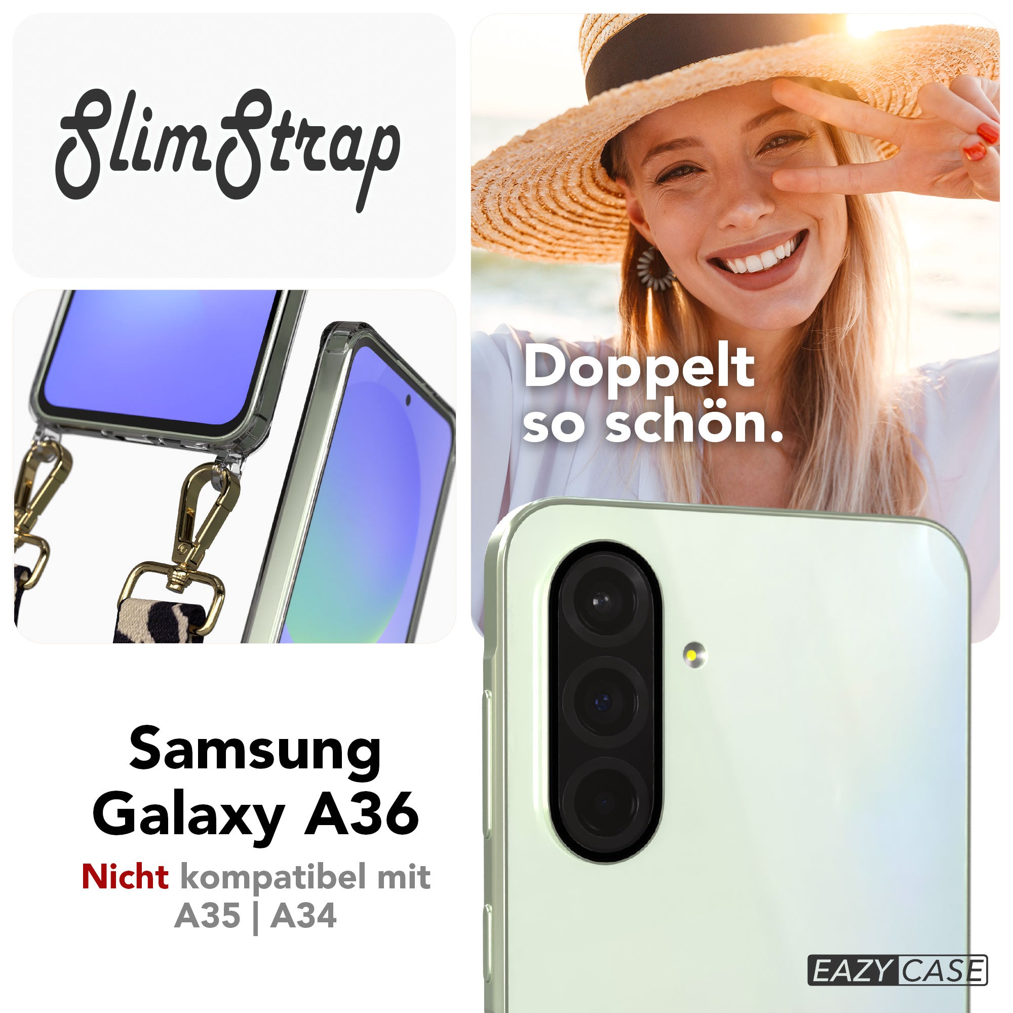 Samsung Galaxy A36 Schutzhülle mit Befestigungsösen für Handyketten transparent