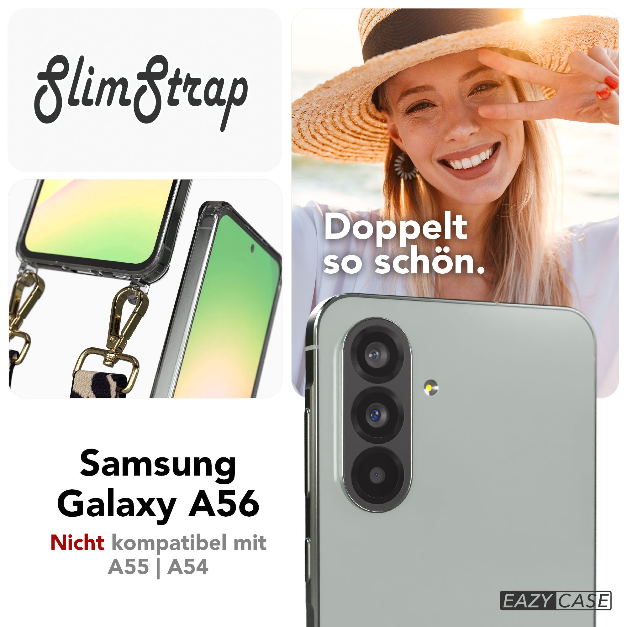 Samsung Galaxy A56 Schutzhülle mit Befestigungsösen für Handyketten TPU transparent