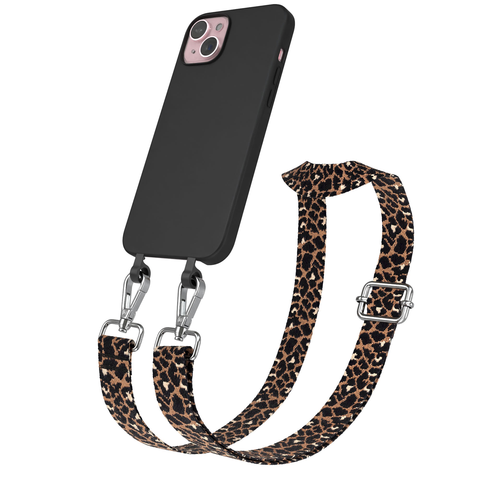 iPhone 15 Plus 2in1 Handykette mit abnehmbarer Silikonhülle