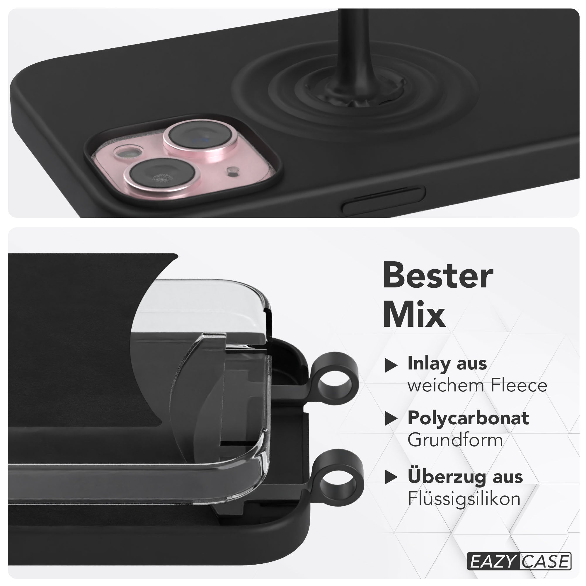 iPhone 15 Plus 2in1 Handykette mit abnehmbarer Silikonhülle