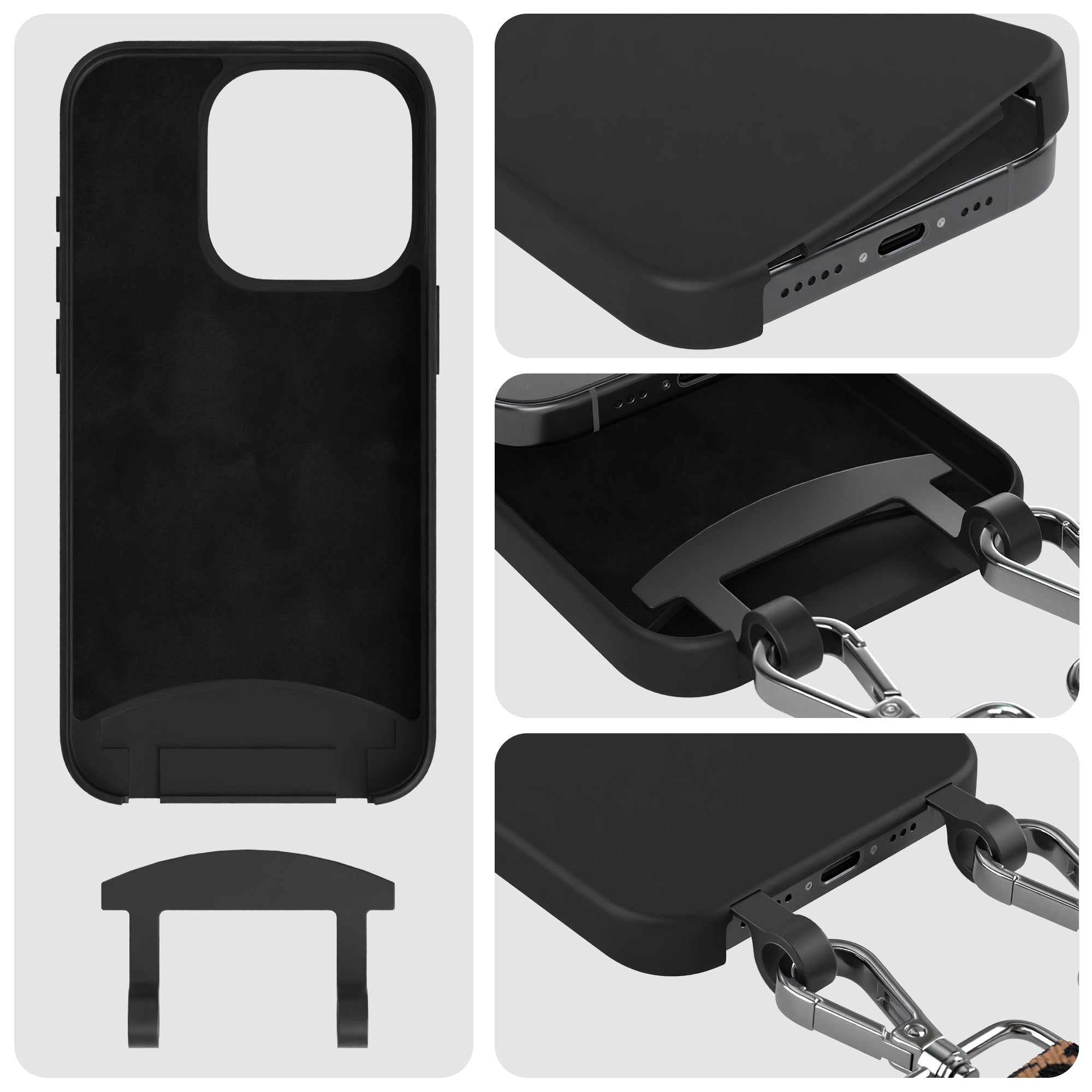 iPhone 15 Pro 2in1 Handykette mit abnehmbarer Silikonhülle und Boho Band