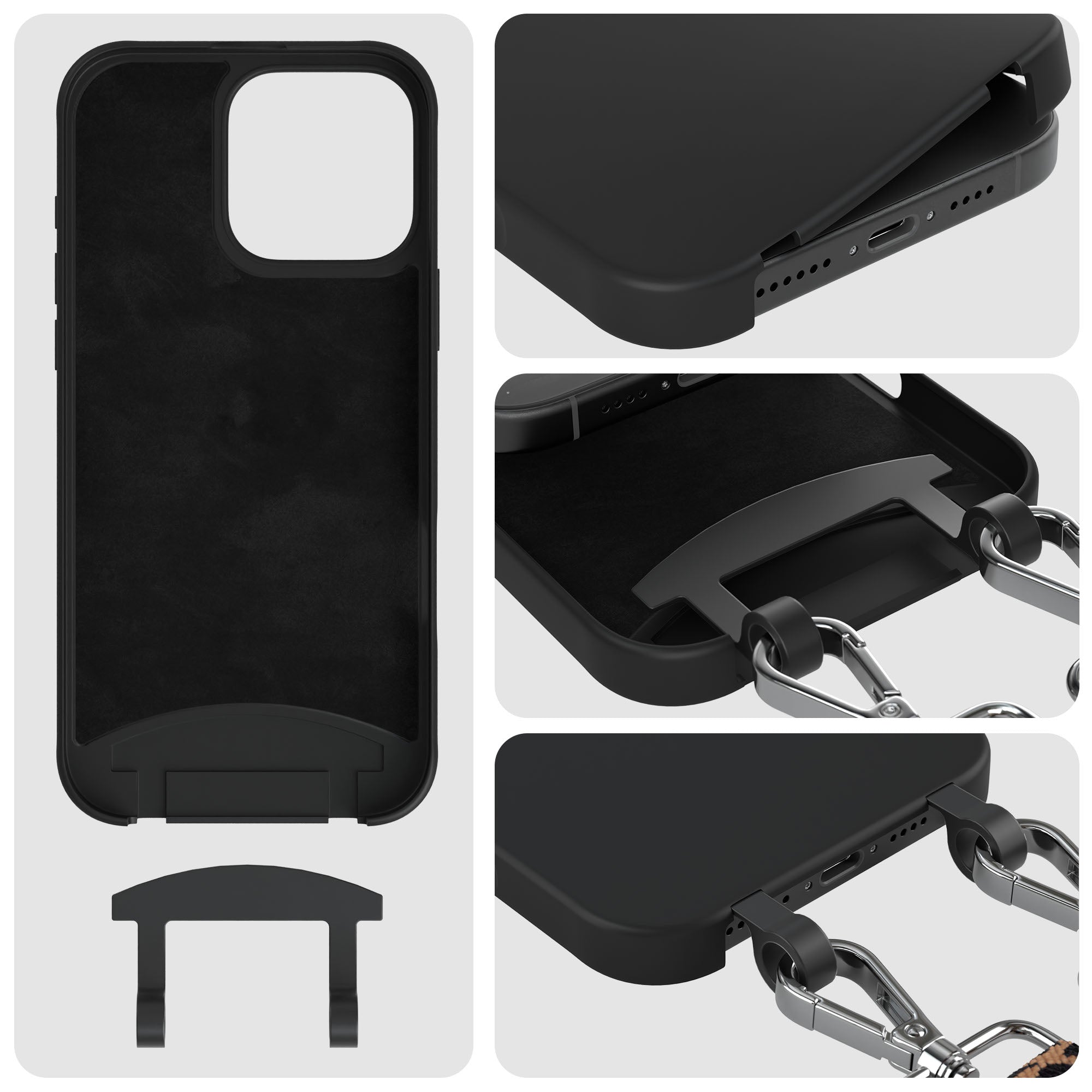 iPhone 16 Pro Max 2in1 Handykette mit abnehmbarem Boho Band Silikon