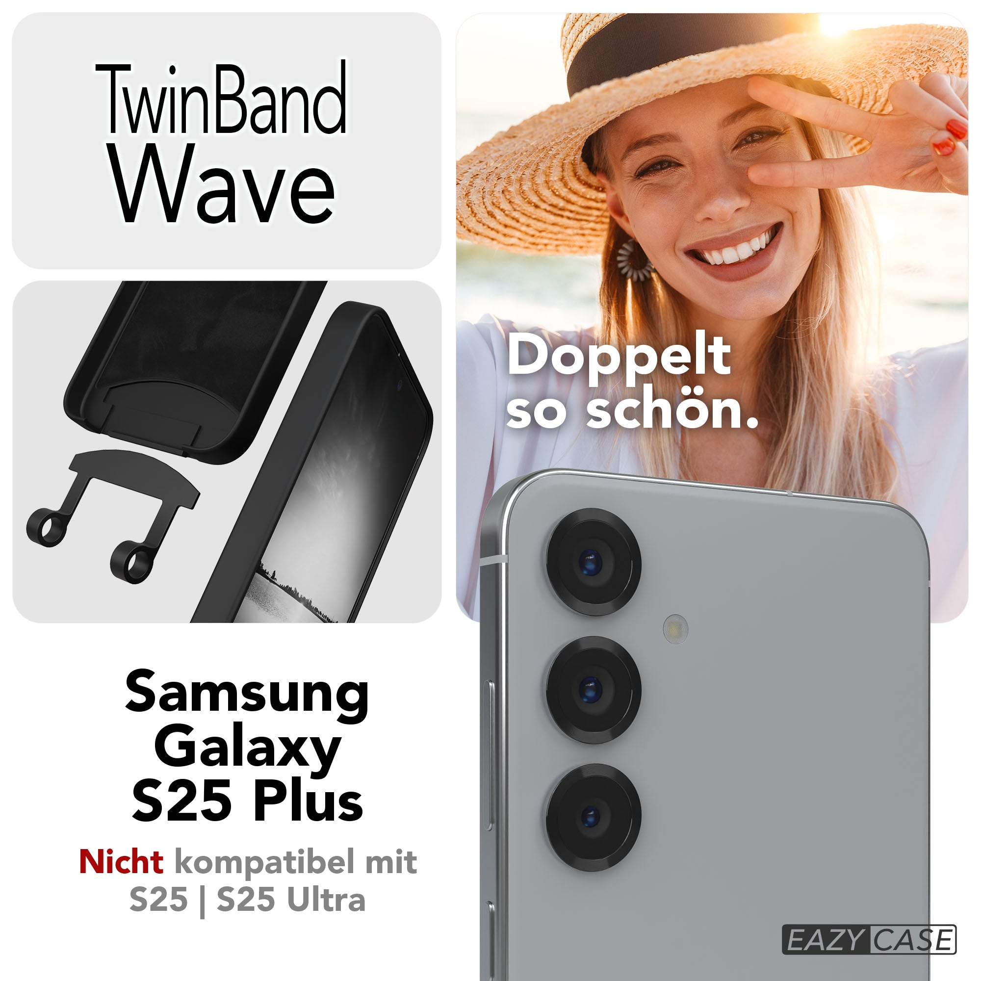 Samsung Galaxy S25 Plus 2in1 Handykette mit abnehmbarer Silikonhülle und Umhängeband
