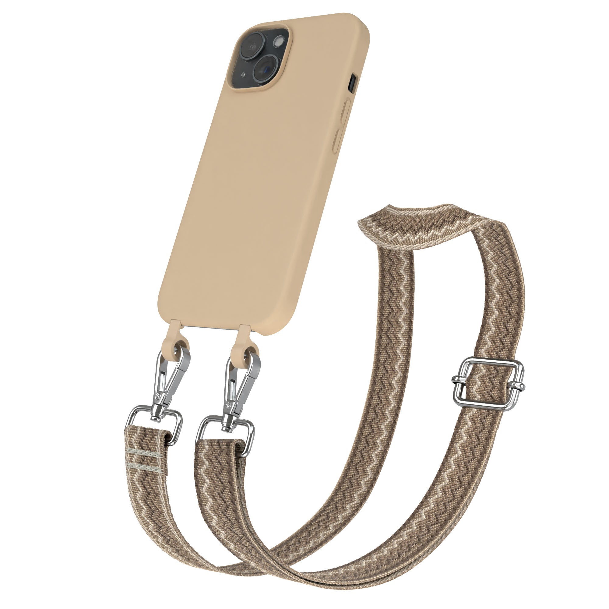 iPhone 15 2in1 Handykette mit abnehmbarem Band und Silikonhülle