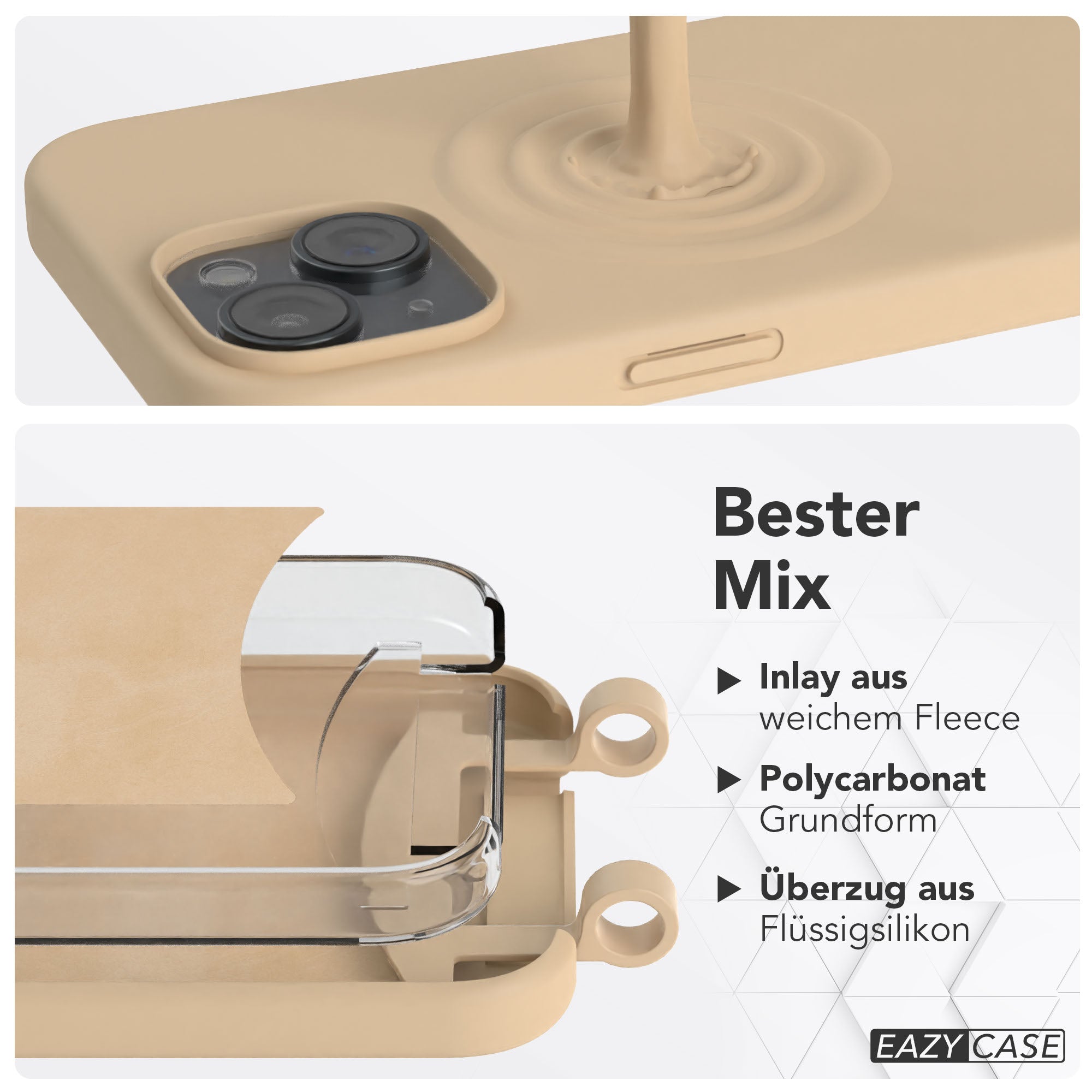 iPhone 15 2in1 Handykette mit abnehmbarem Band und Silikonhülle