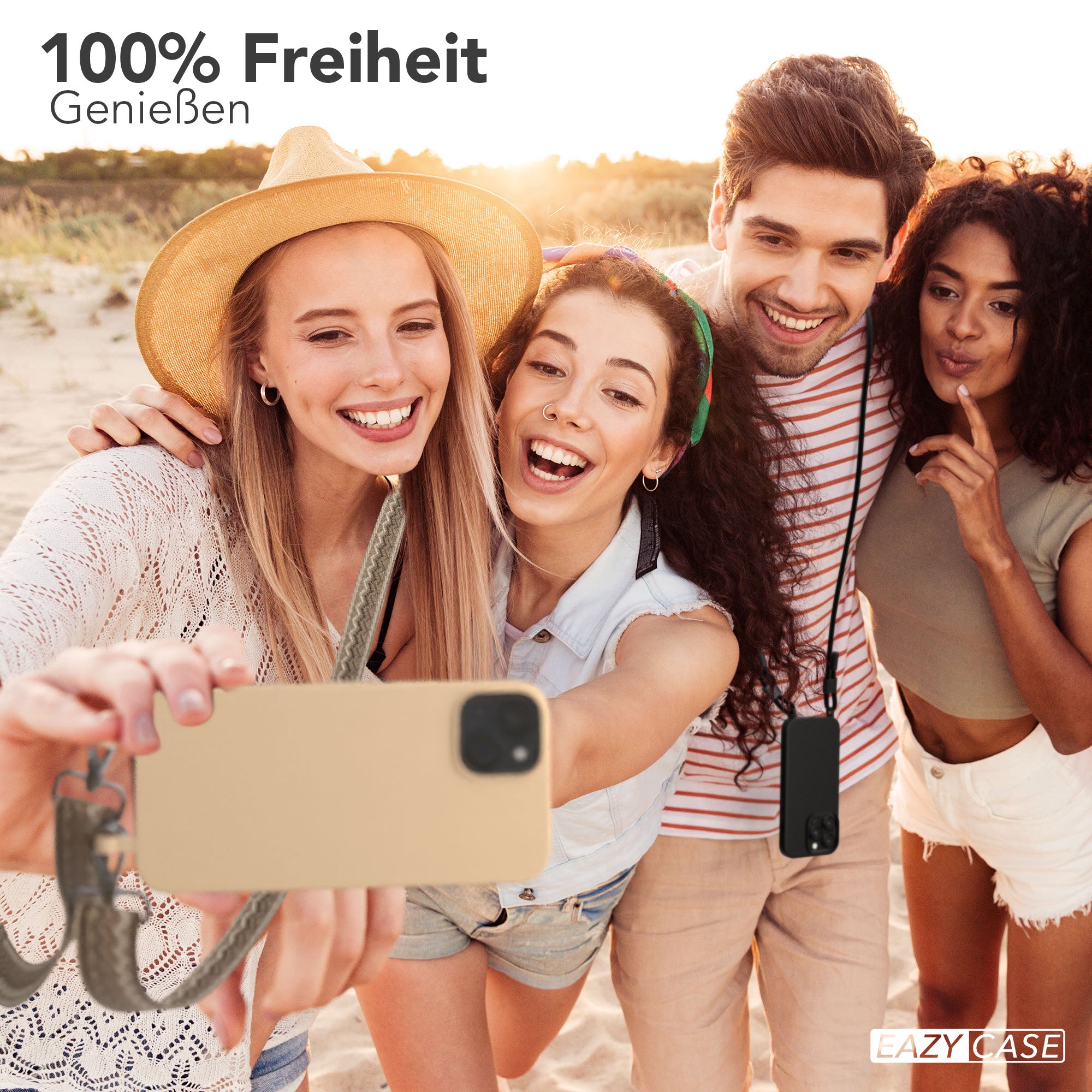 iPhone 15 Plus 2in1 Handykette mit abnehmbarer Silikonhülle