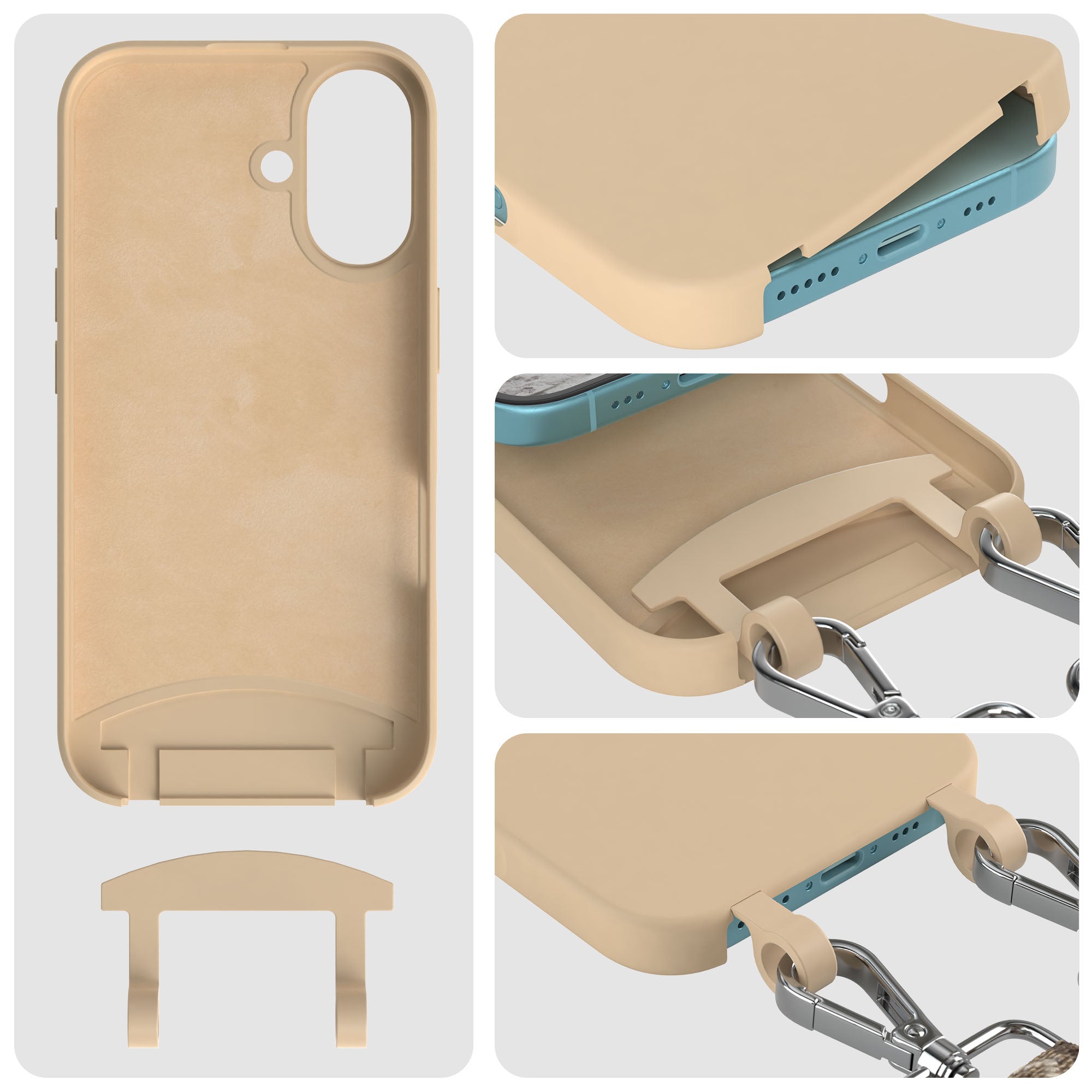 iPhone 16 Handykette mit abnehmbarem Band Silikonhülle EAZY CASE