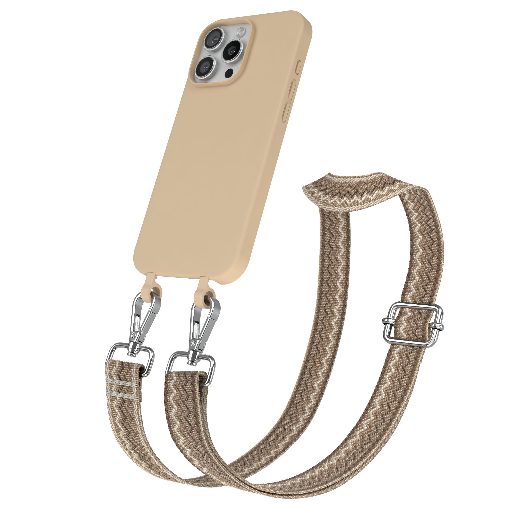 iPhone 16 Pro Max 2in1 Handykette mit abnehmbarem Boho Band Silikon