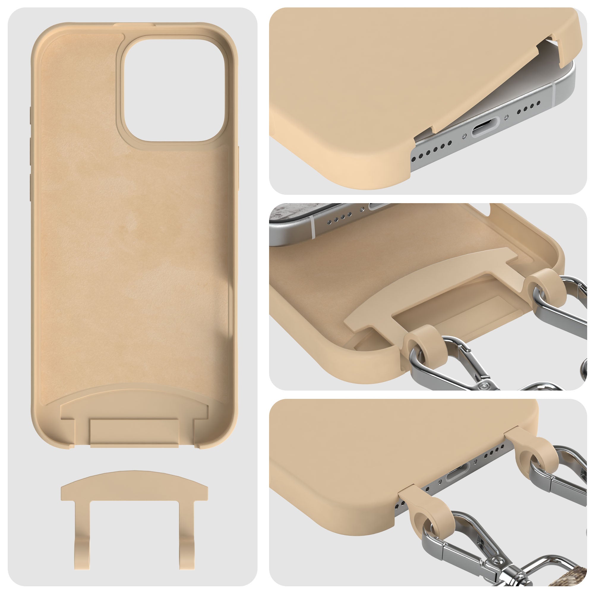 iPhone 16 Pro Max 2in1 Handykette mit abnehmbarem Boho Band Silikon
