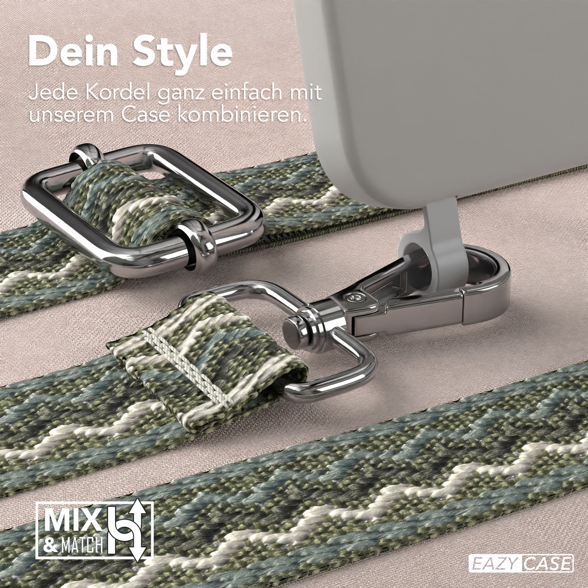 iPhone 15 Pro 2in1 Handykette mit abnehmbarer Silikonhülle und Boho Band
