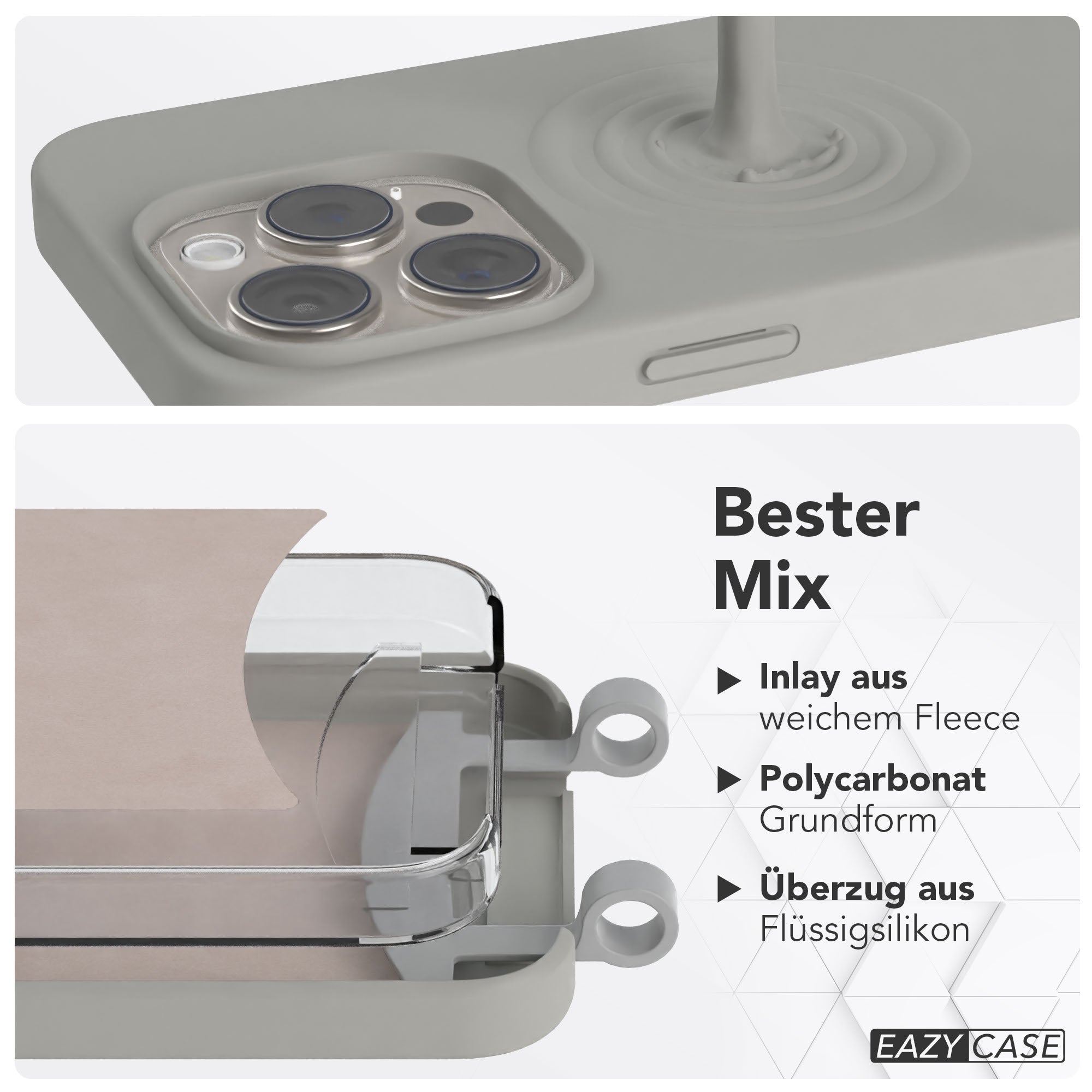 iPhone 15 Pro 2in1 Handykette mit abnehmbarer Silikonhülle und Boho Band