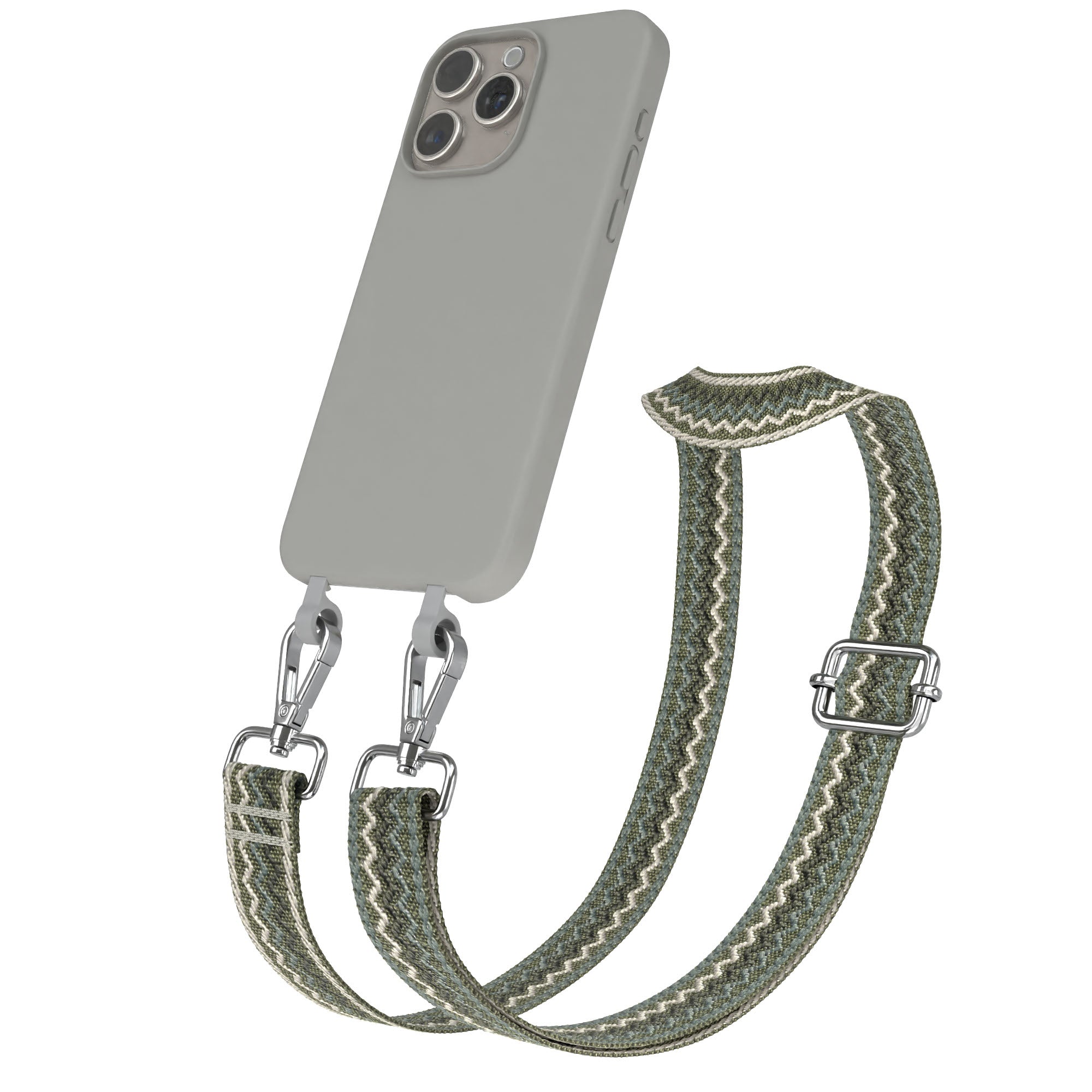 iPhone 15 Pro Max 2in1 Handykette mit abnehmbarem Boho Band Silikon