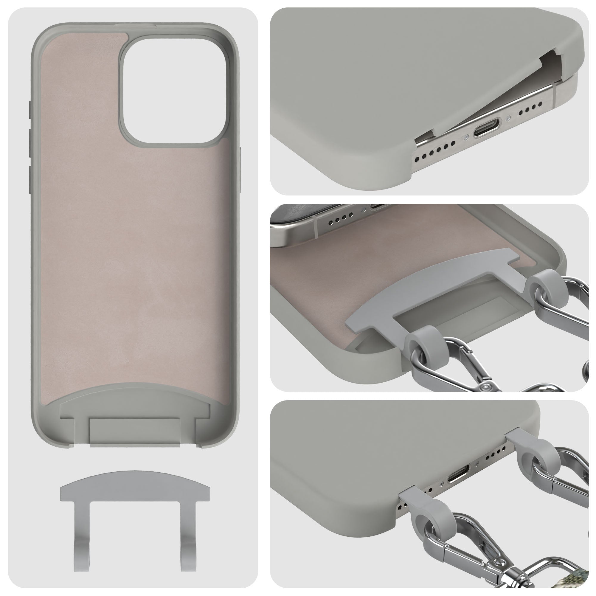 iPhone 15 Pro Max 2in1 Handykette mit abnehmbarem Boho Band Silikon