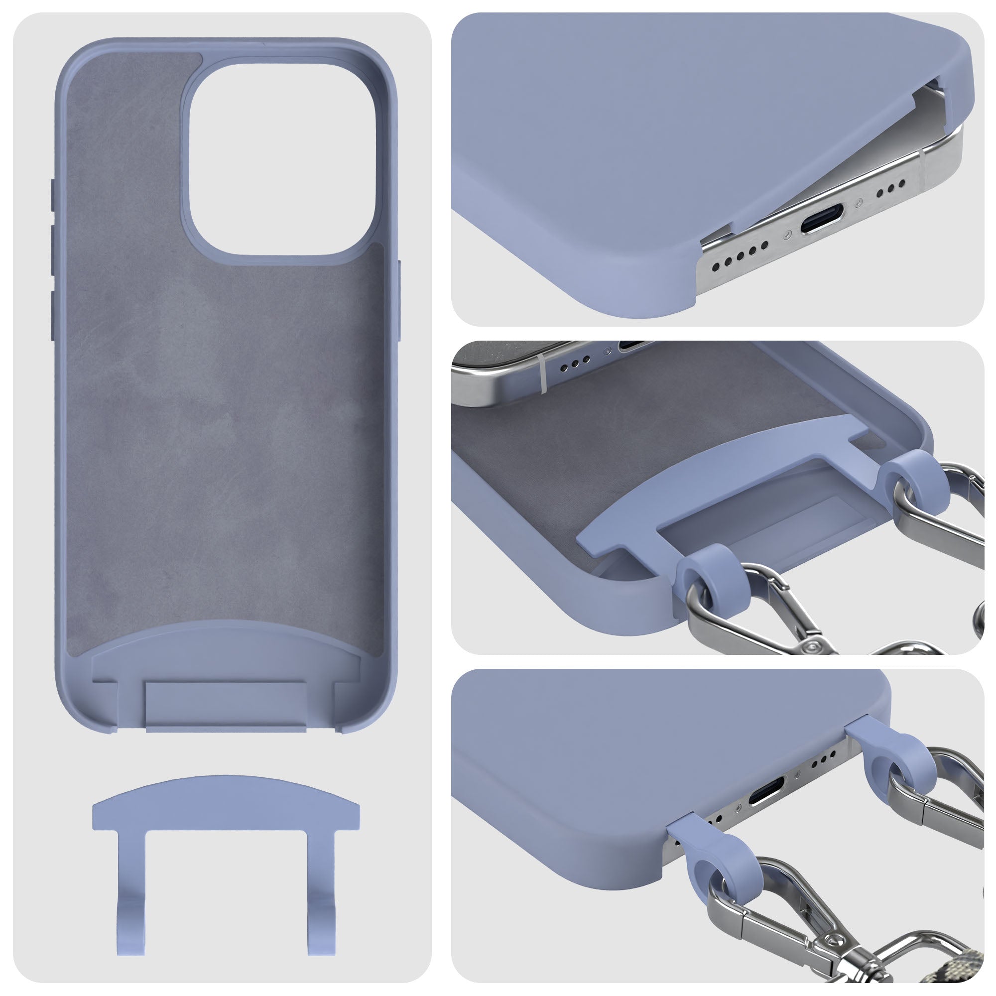 iPhone 15 Pro 2in1 Handykette mit abnehmbarer Silikonhülle und Boho Band