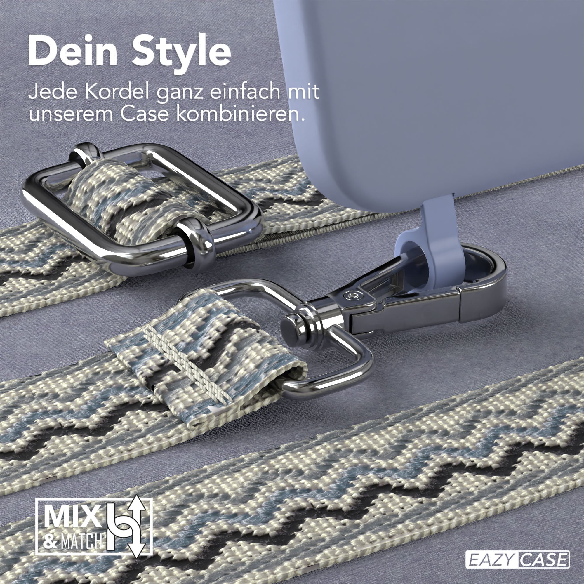 iPhone 15 Pro Max 2in1 Handykette mit abnehmbarem Boho Band Silikon