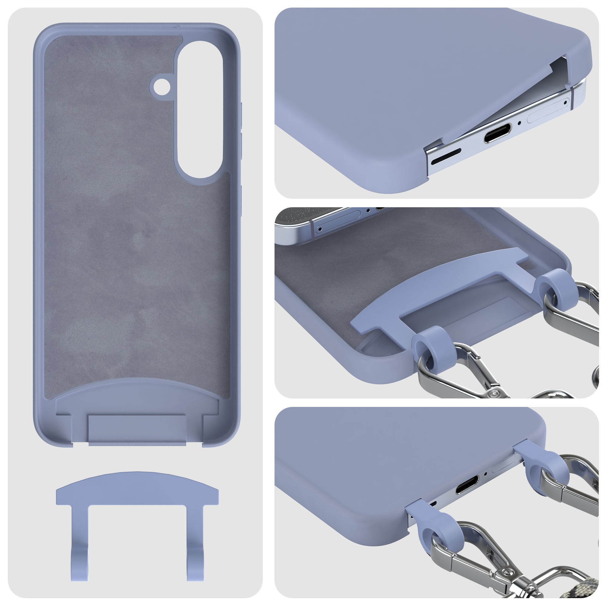 Samsung Galaxy S24 Handykette mit abnehmbarem Band und Silikon Schutzhülle