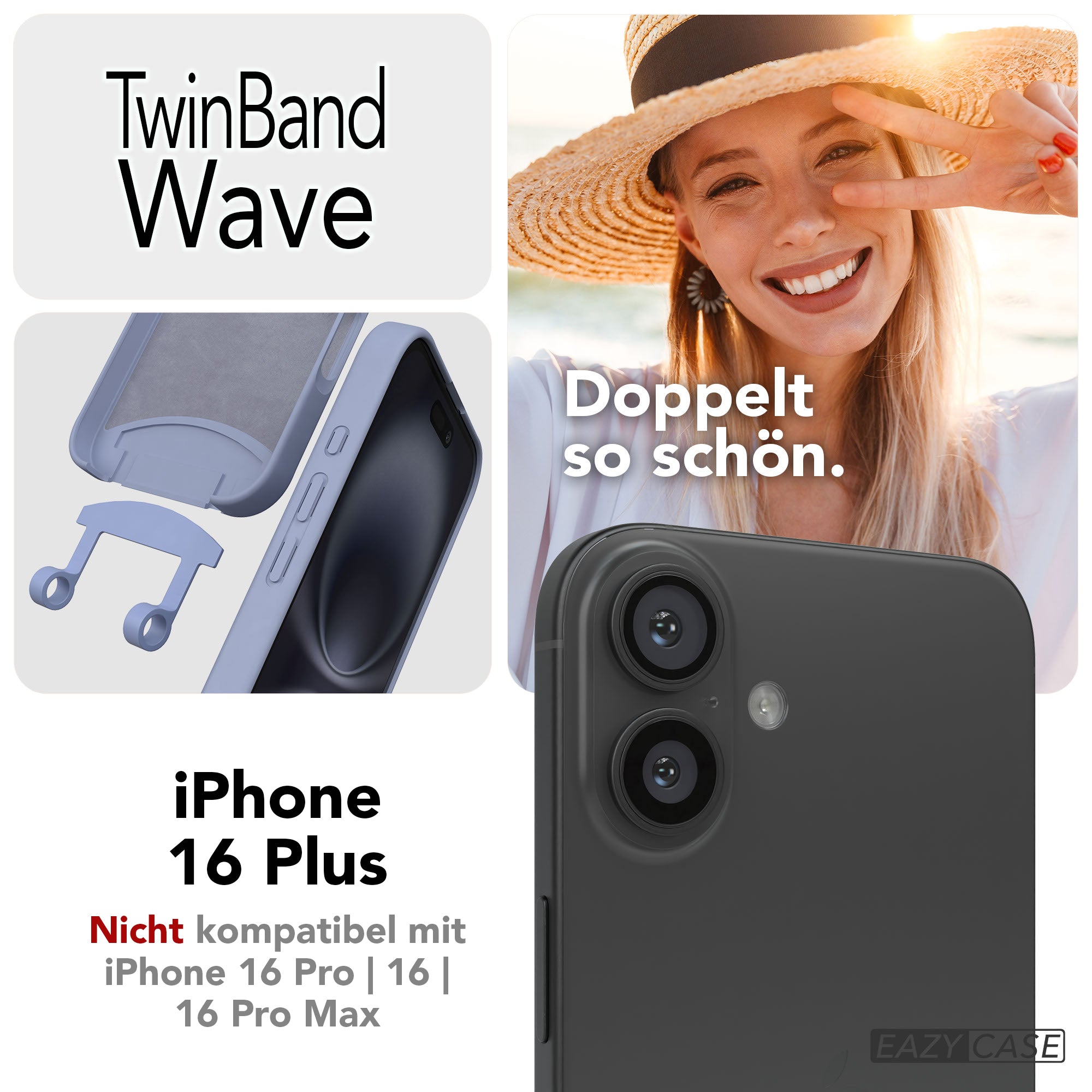 iPhone 16 Plus 2in1 Handykette abnehmbar Silikon Boho Band EAZY CASE