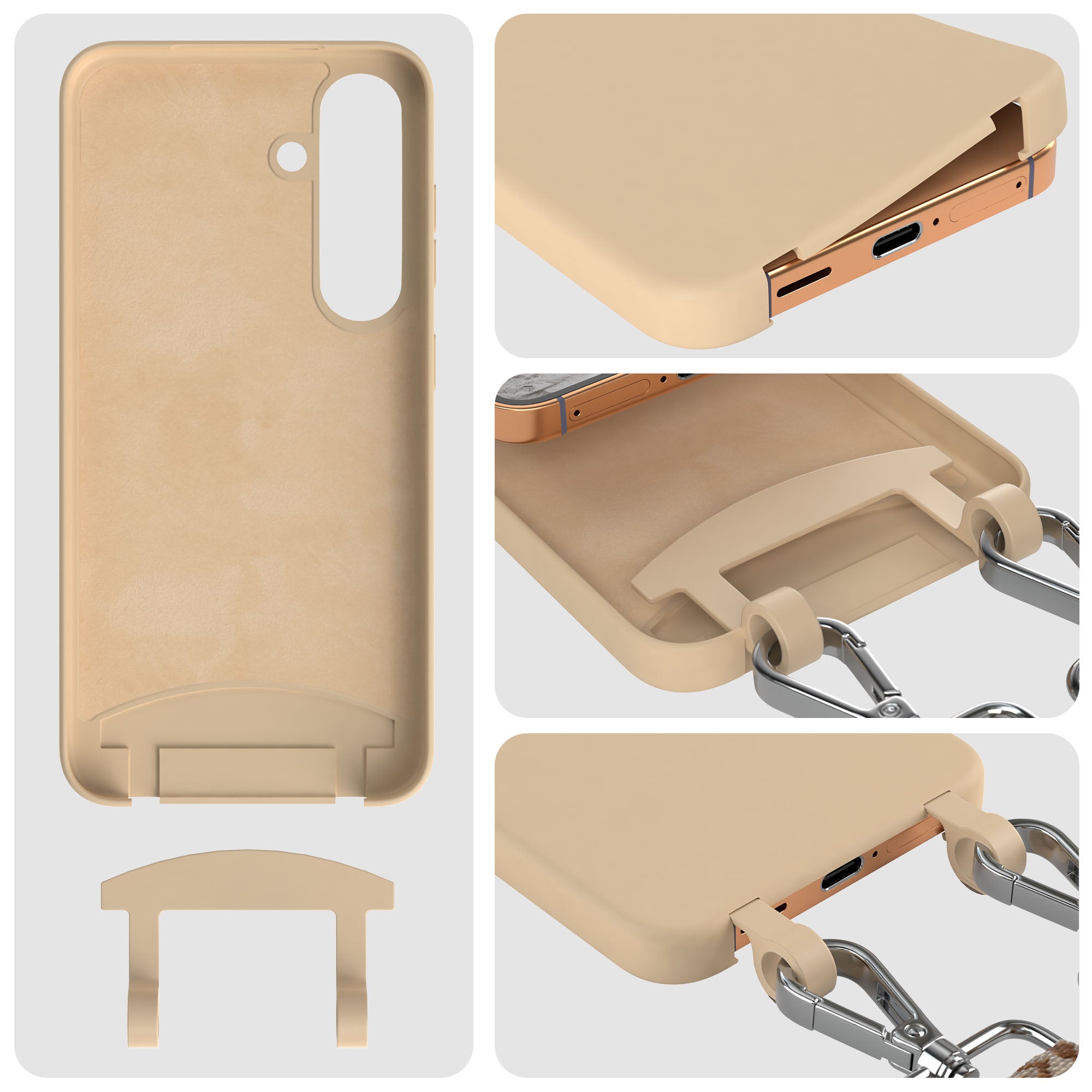 Samsung Galaxy S24 Handykette mit abnehmbarem Band und Silikon Schutzhülle