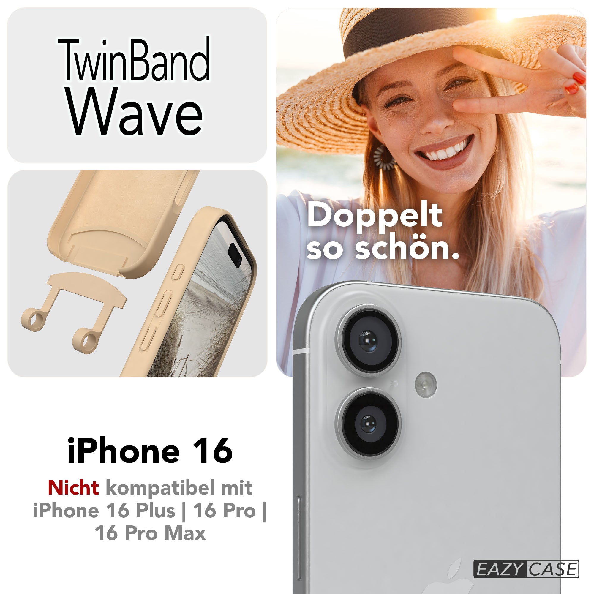 iPhone 16 Handykette mit abnehmbarem Band Silikonhülle EAZY CASE