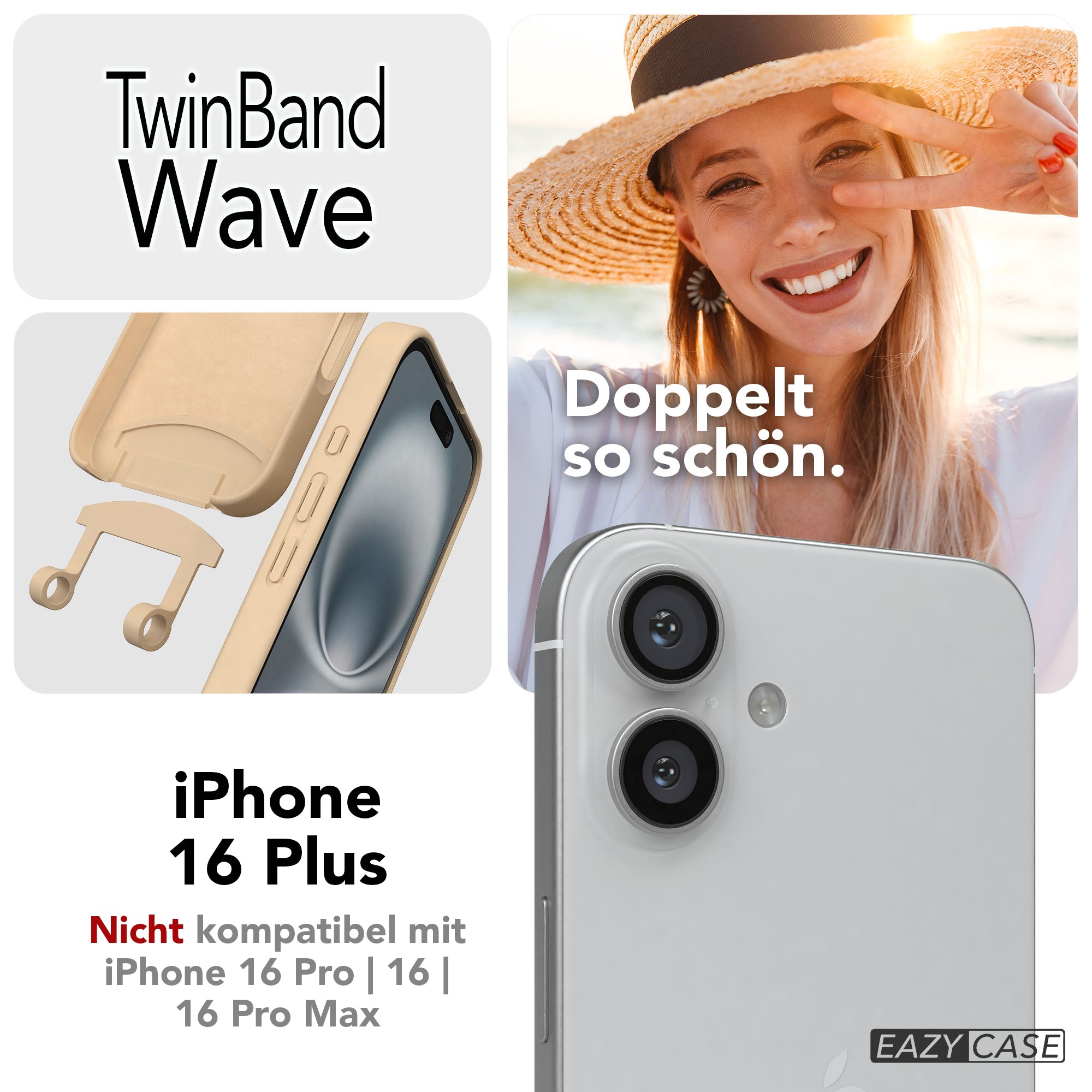 iPhone 16 Plus 2in1 Handykette abnehmbar Silikon Boho Band EAZY CASE