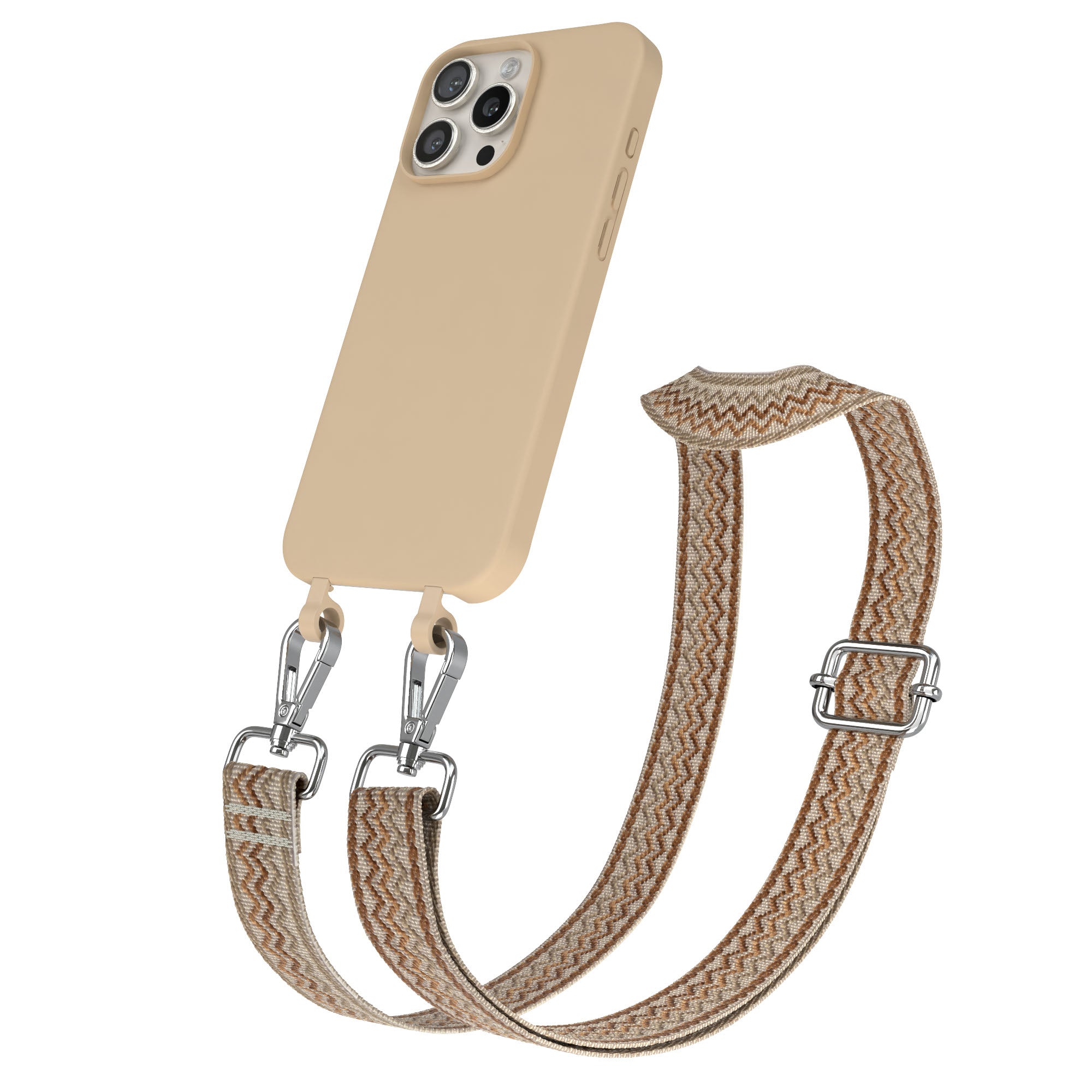 iPhone 16 Pro Max 2in1 Handykette mit abnehmbarem Boho Band Silikon