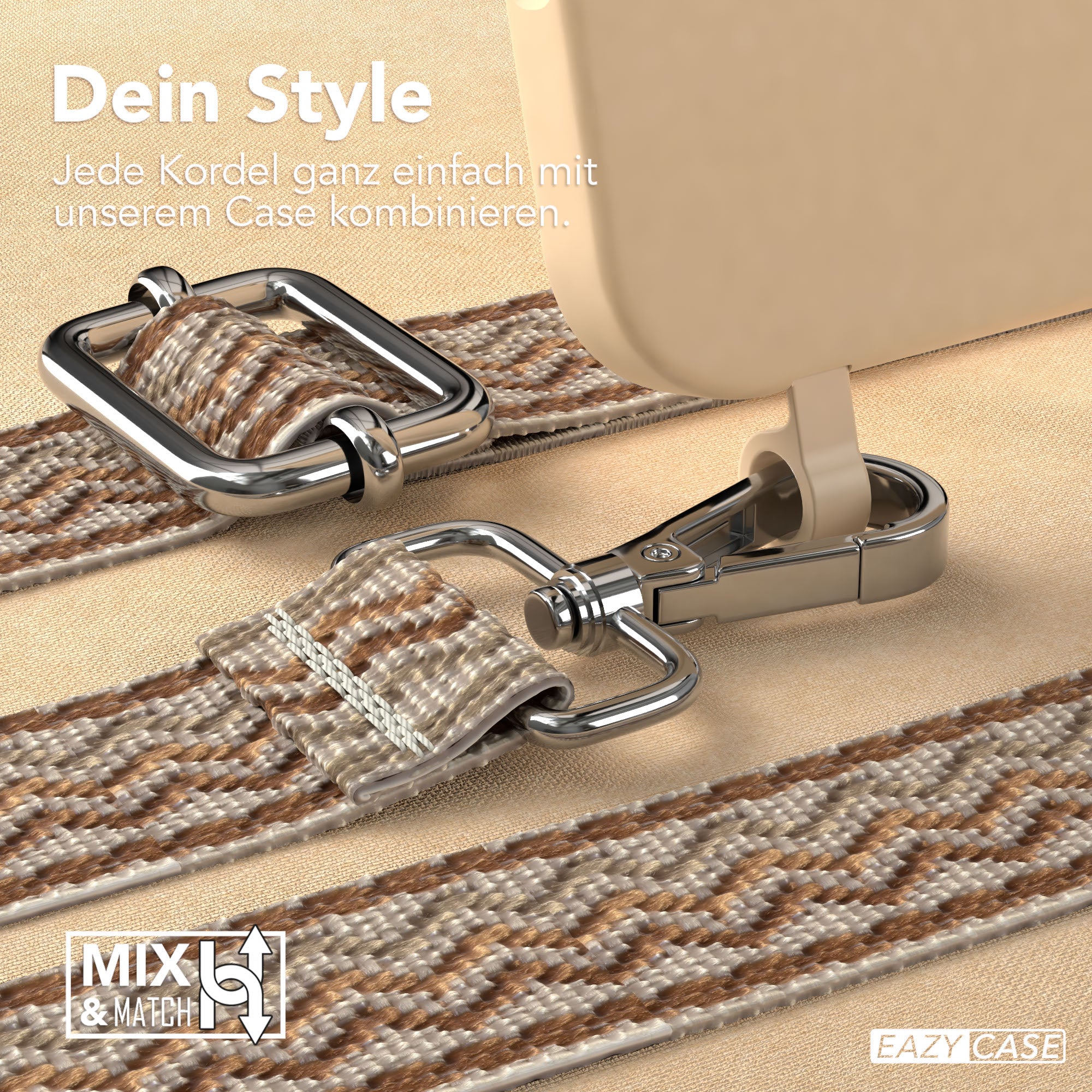 iPhone 16 Pro Max 2in1 Handykette mit abnehmbarem Boho Band Silikon
