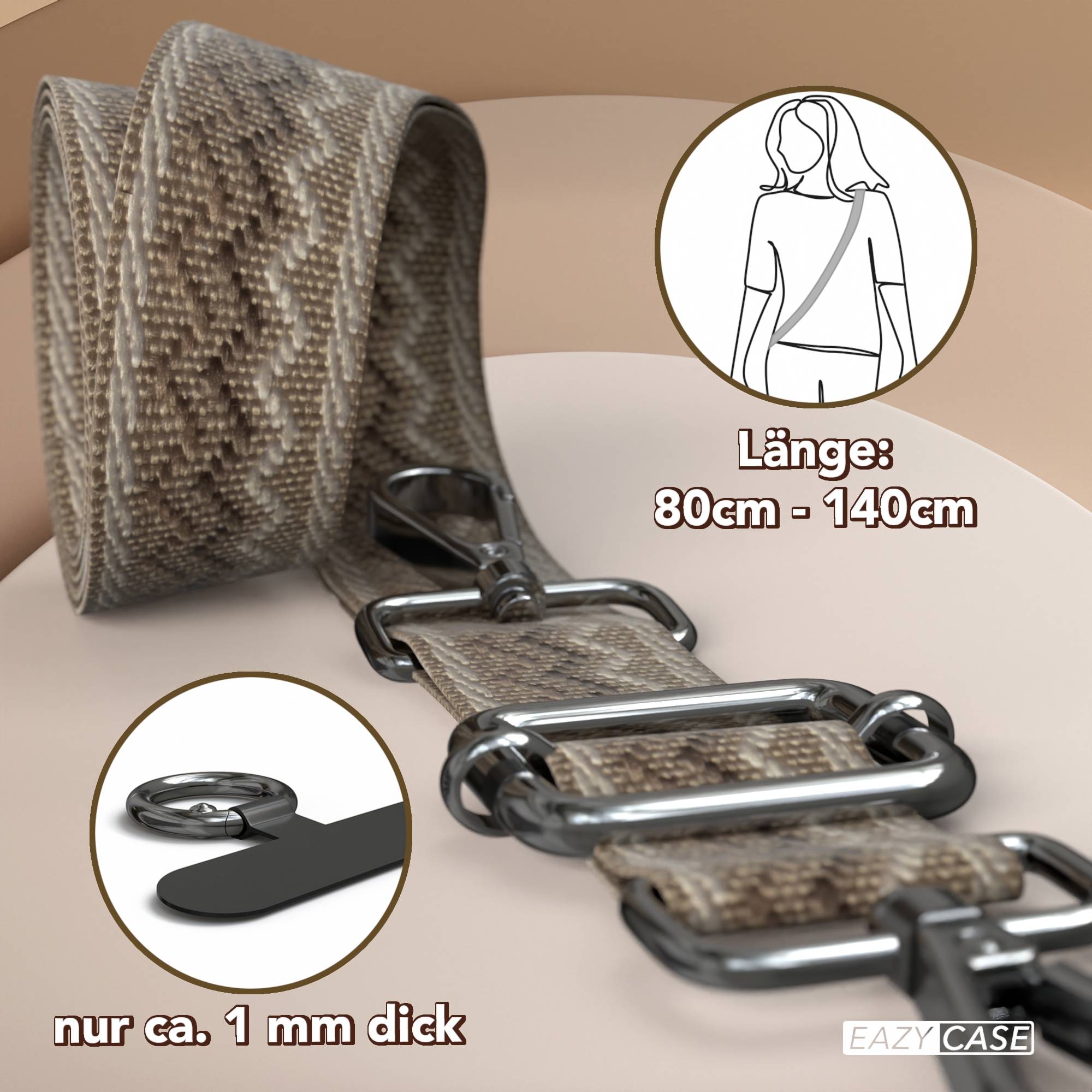 Universal Handykette mit verstellbarem Riemen und Karabinerhaken EAZY CASE