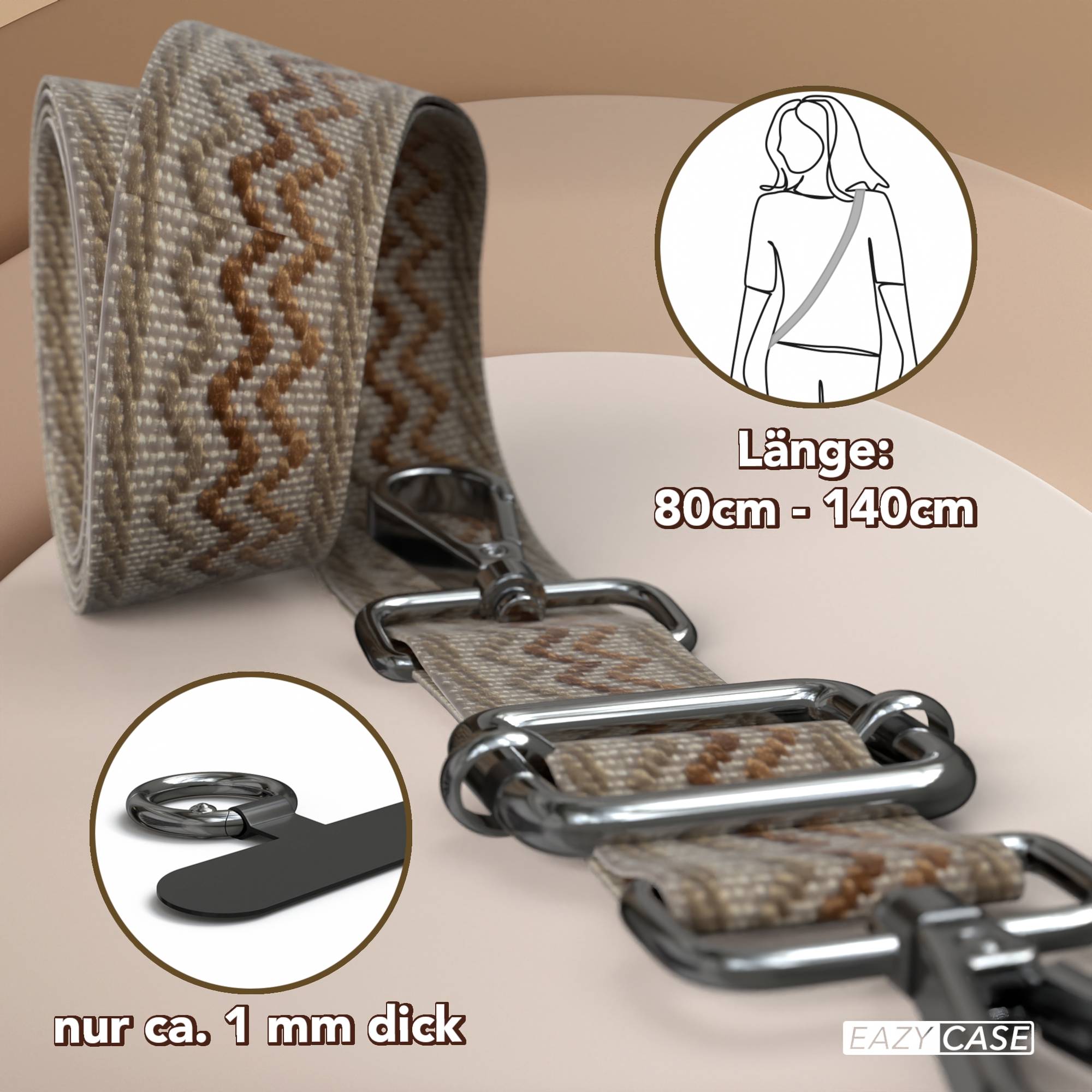 Universal Handykette mit verstellbarem Riemen und Karabinerhaken EAZY CASE