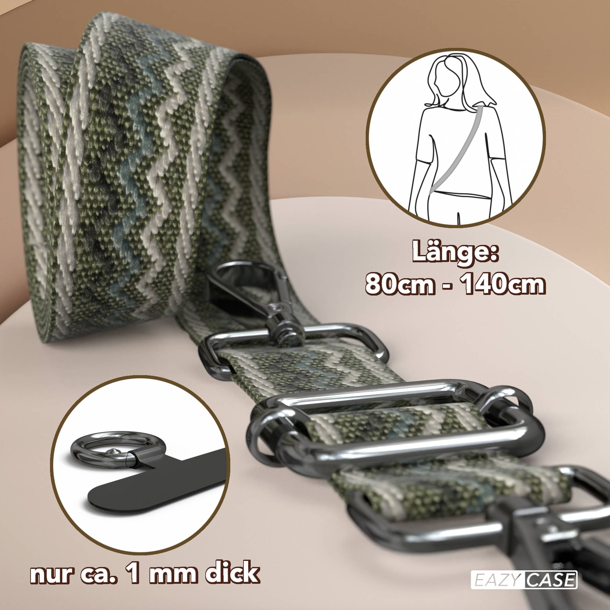 Universal Handykette mit verstellbarem Riemen und Karabinerhaken EAZY CASE