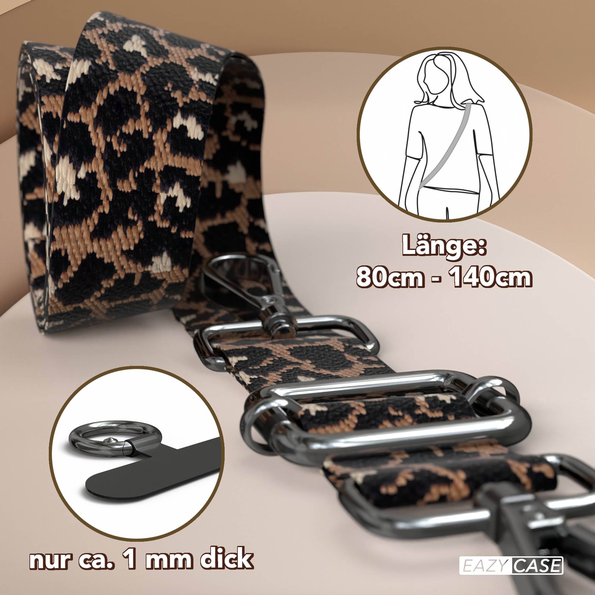 Universal Handykette mit verstellbarem Riemen und Karabinerhaken EAZY CASE