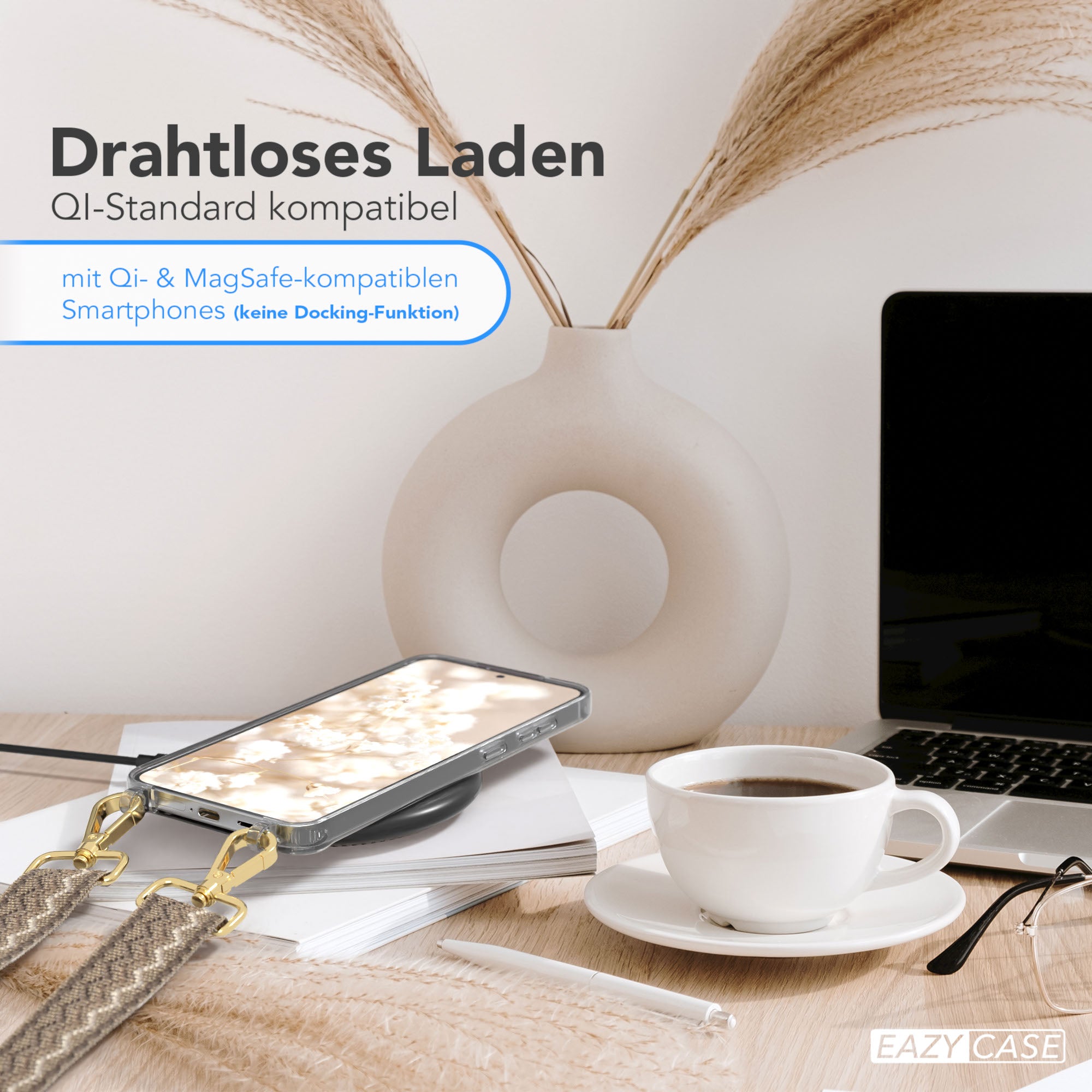 Samsung Galaxy S25 Plus Handykette mit verstellbarem Boho Trageriemen Set
