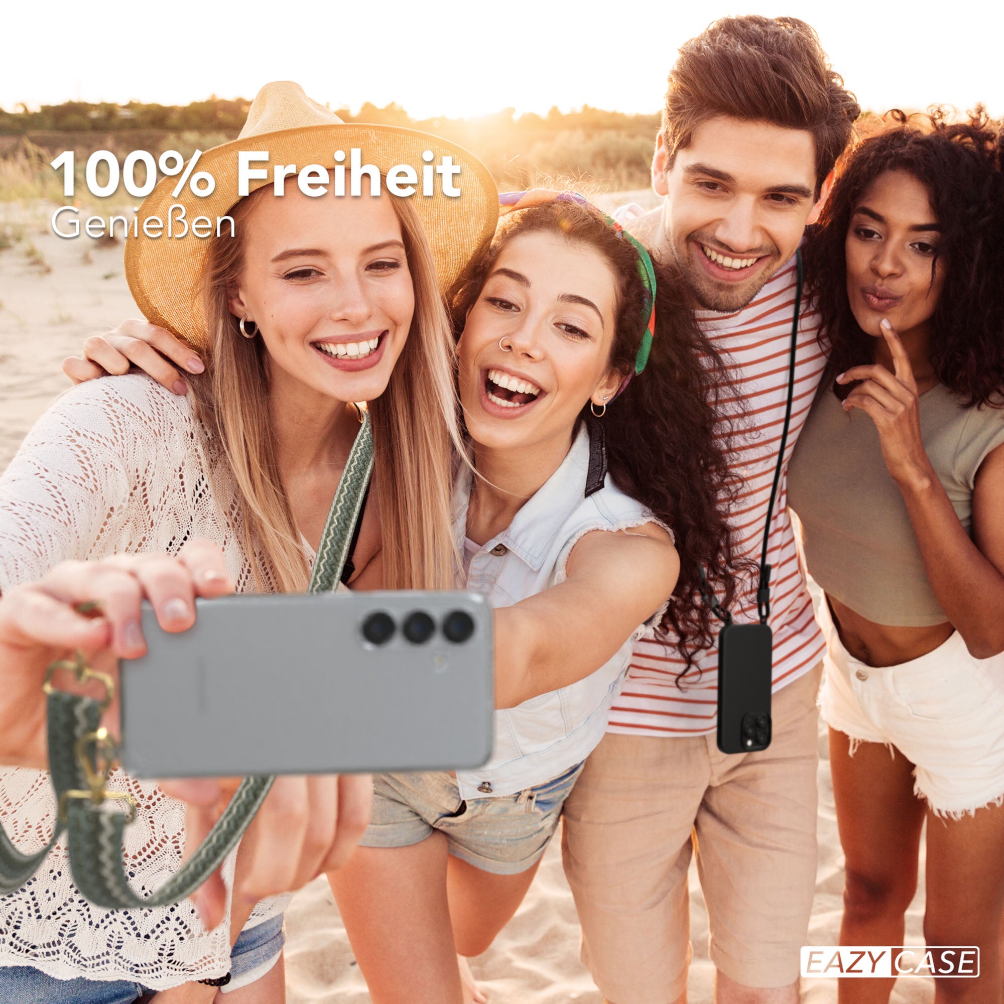 Samsung Galaxy S25 Handykette mit verstellbarem Boho Trageriemen Set