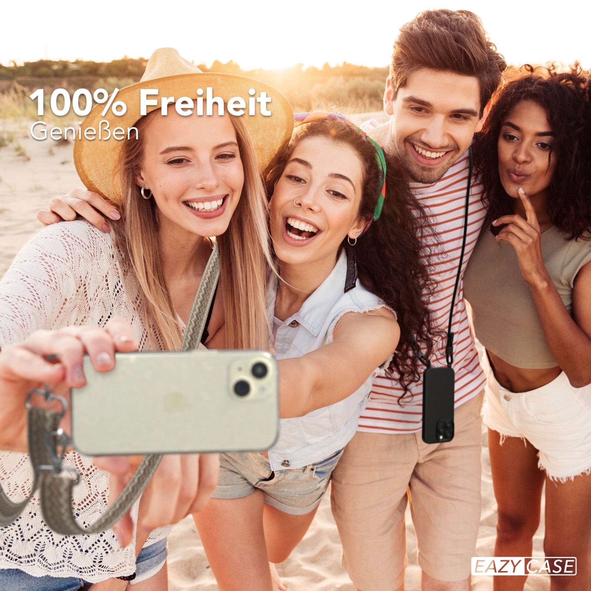 iPhone 15 Handykette mit verstellbarem Boho Band Tragegurt