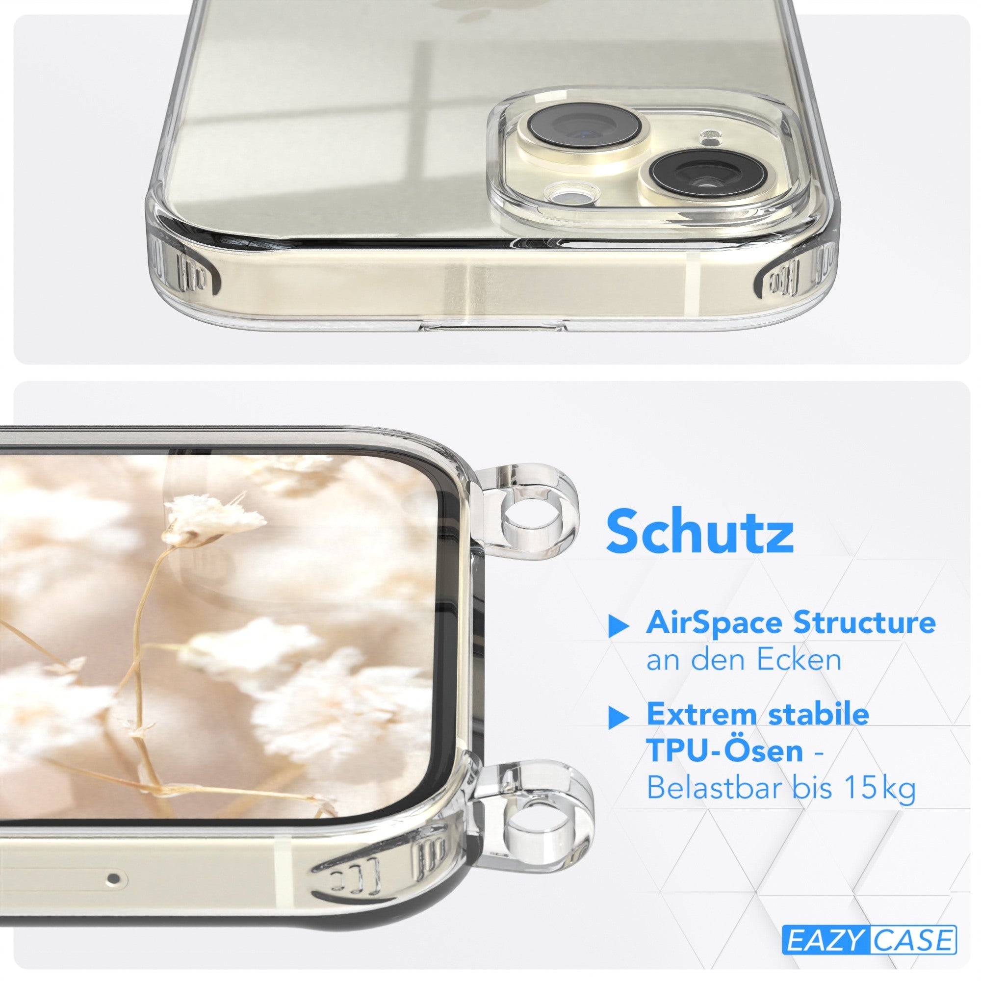 iPhone 15 Handykette mit verstellbarem Boho Band Tragegurt