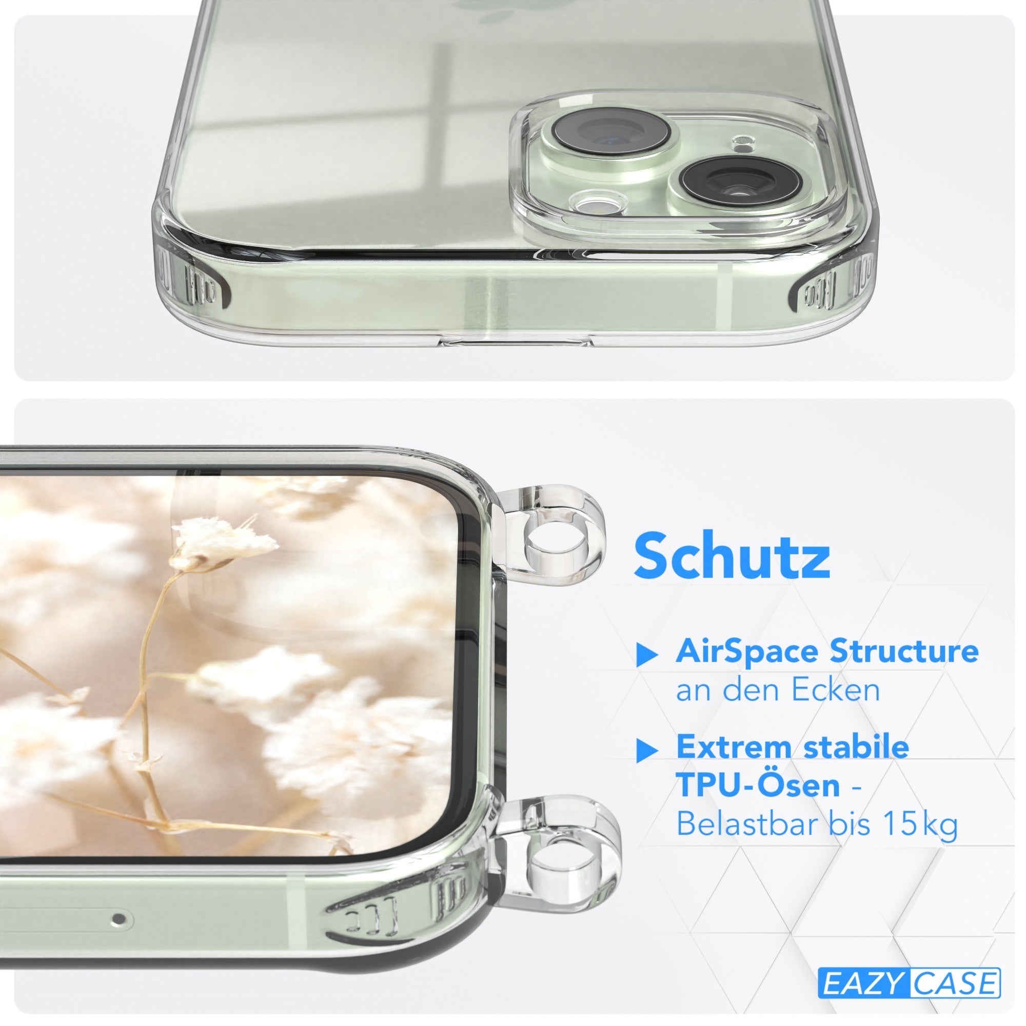iPhone 15 Handykette mit verstellbarem Boho Band Tragegurt