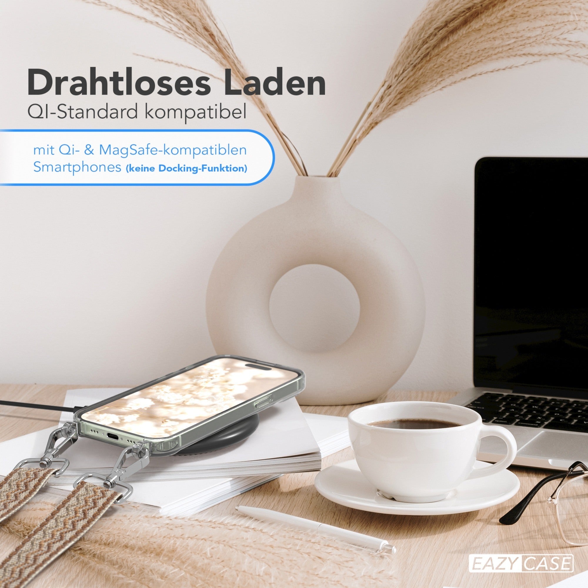 iPhone 15 Handykette mit verstellbarem Boho Band Tragegurt