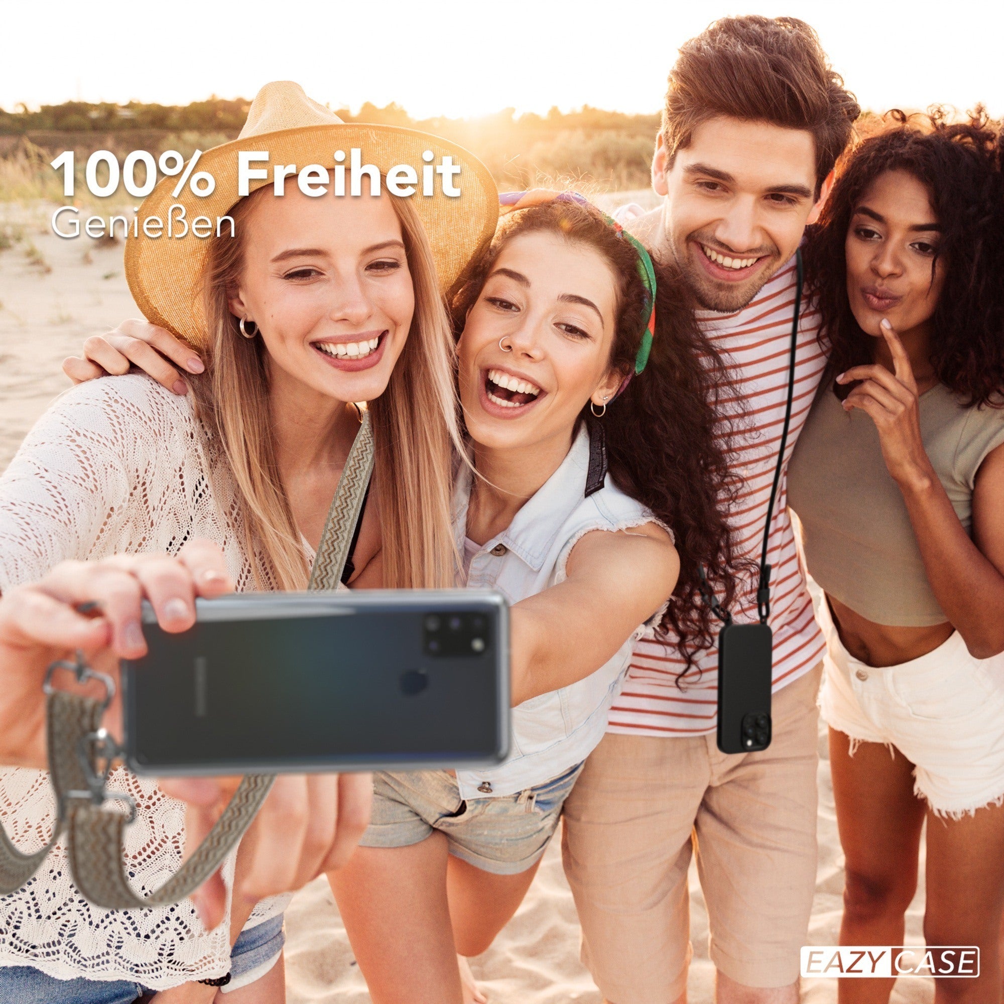 Samsung Galaxy A21s Handykette mit verstellbarem Boho Band zum Umhängen