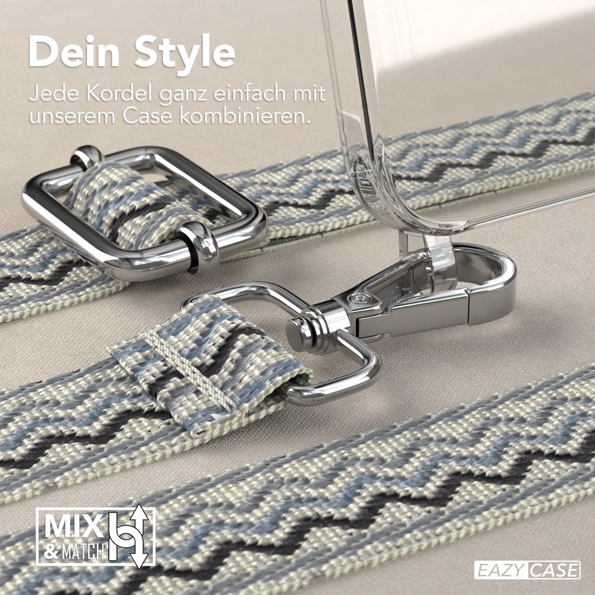 iPhone 15 Handykette mit verstellbarem Boho Band Tragegurt